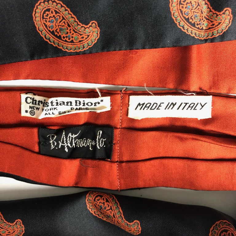 Christian Dior Mens Silk Tie Cravatte Bow Tie Paisley Vintage For Sale