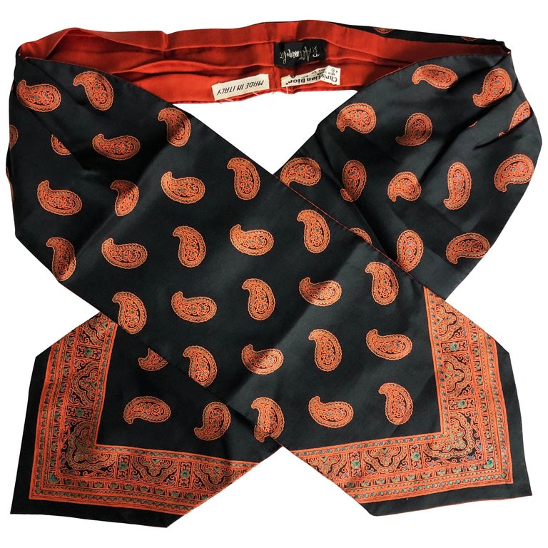 Christian Dior Mens Silk Tie Cravatte Bow Tie Paisley Vintage For Sale