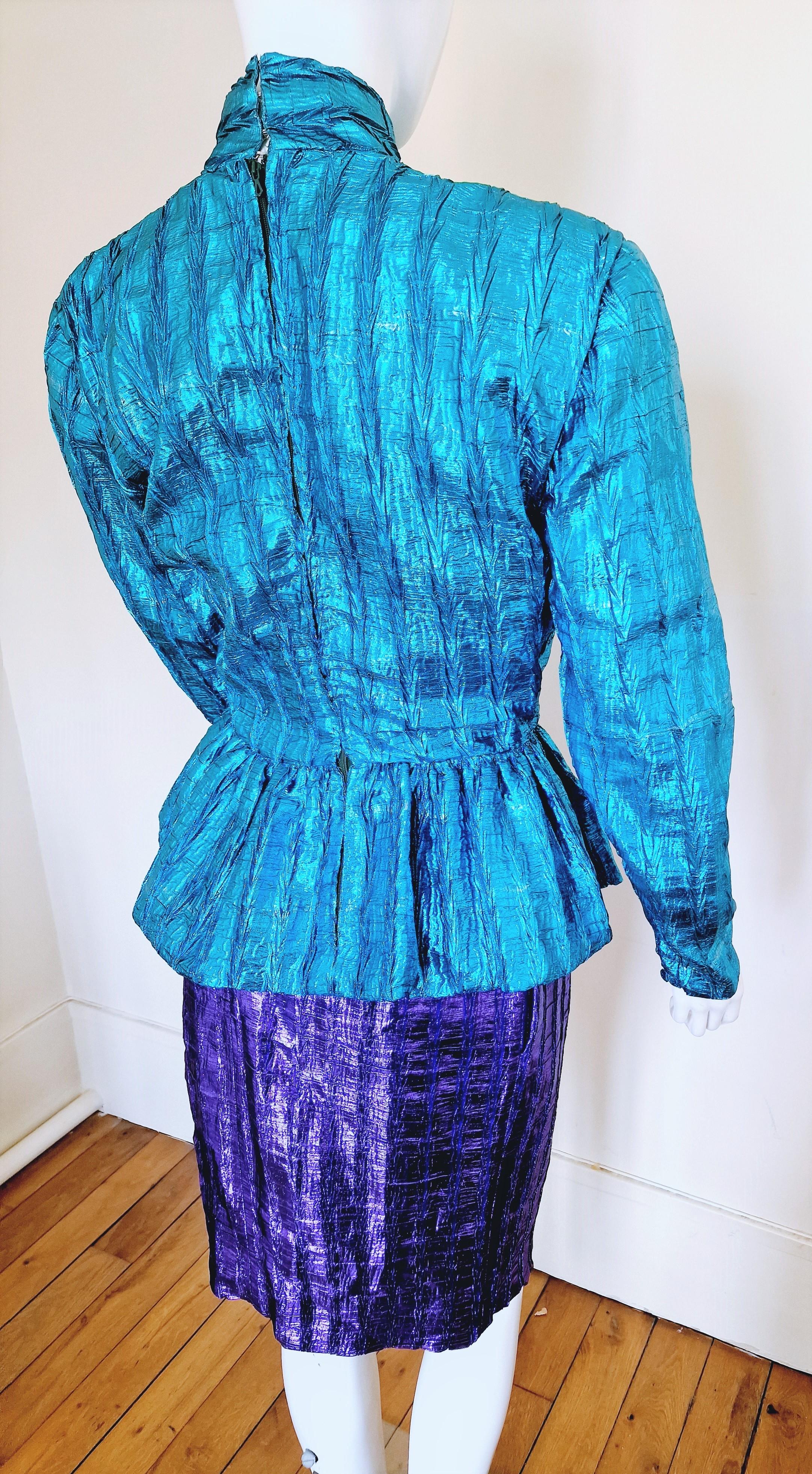 Christian Dior - Robe de costume vintage Elena Metal Boutique, années 60s 70s 80s en vente 6