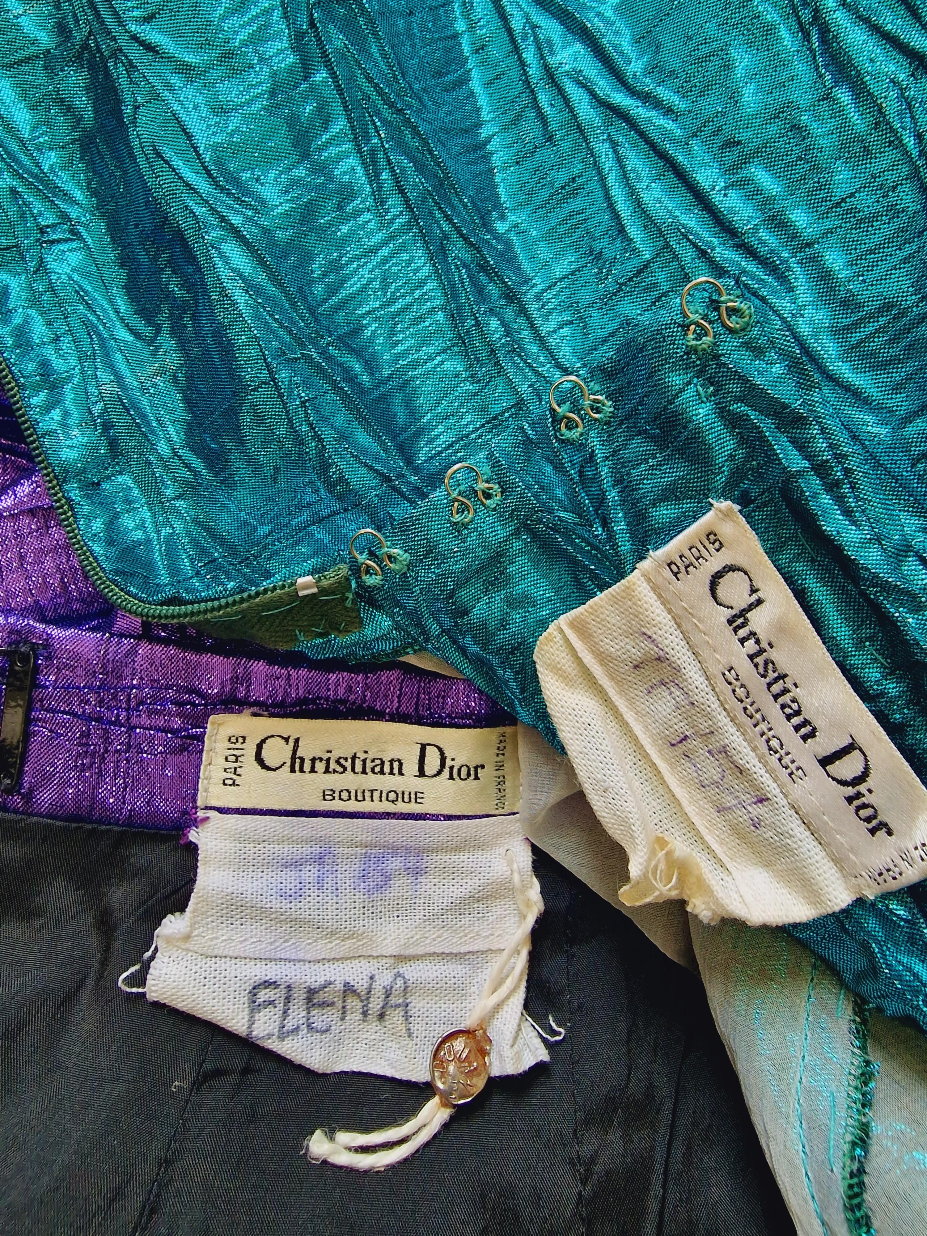 Christian Dior Metall Boutique Elena Vintage 60er 70er 80er Jahre Anzug Ensemble Kleid im Angebot 9