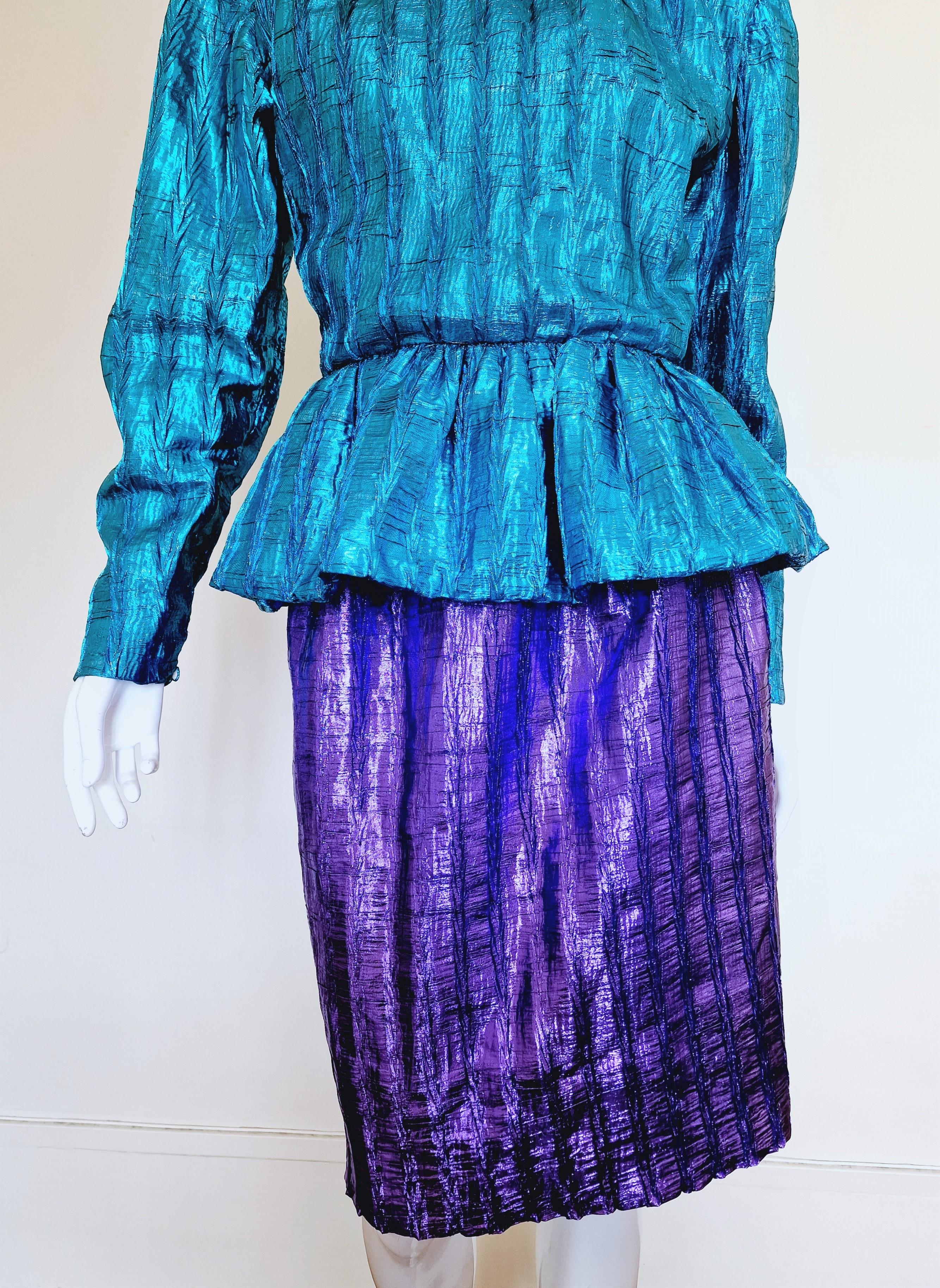 Women's Christian Dior Metal Boutique Elena Vintage 60s 70s 80s Suit Ensemble Dress For Sale