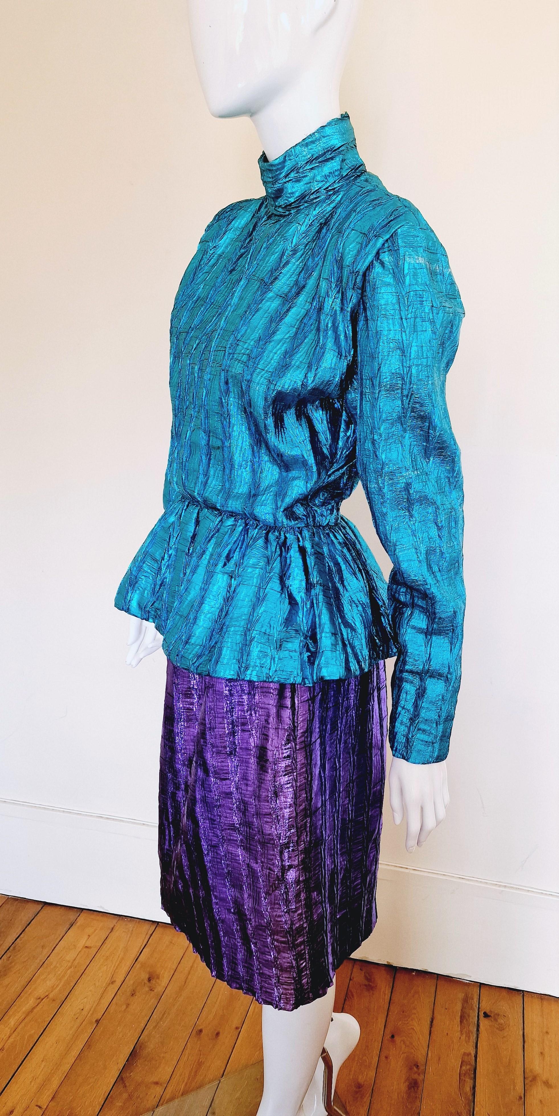 Christian Dior - Robe de costume vintage Elena Metal Boutique, années 60s 70s 80s en vente 1