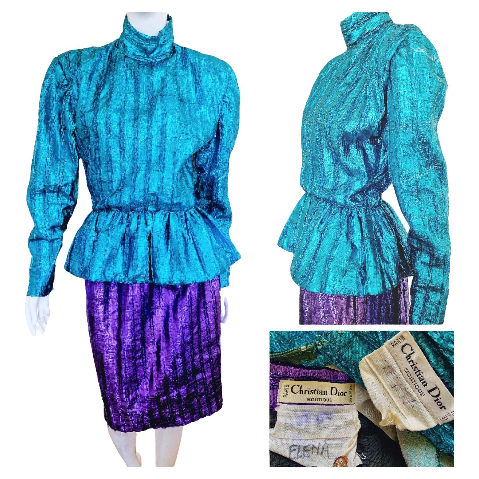 Christian Dior - Robe de costume vintage Elena Metal Boutique, années 60s 70s 80s en vente
