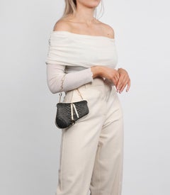 Christian Dior Metallic Black Snakeskin Leather Vintage Mini Saddle Bag