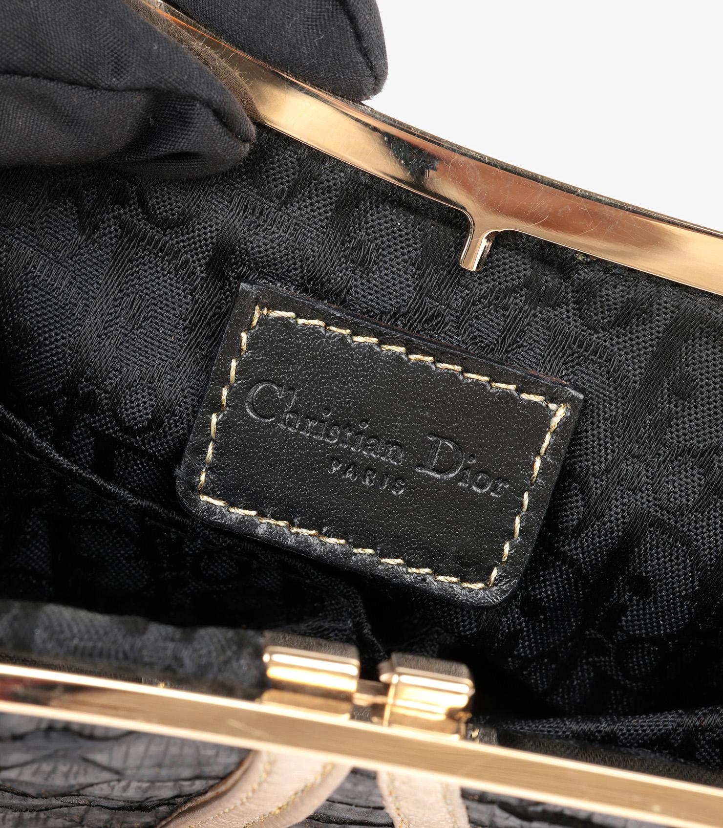 Christian Dior Metallic Black Snakeskin Leather Vintage Mini Saddle Bag en vente 3
