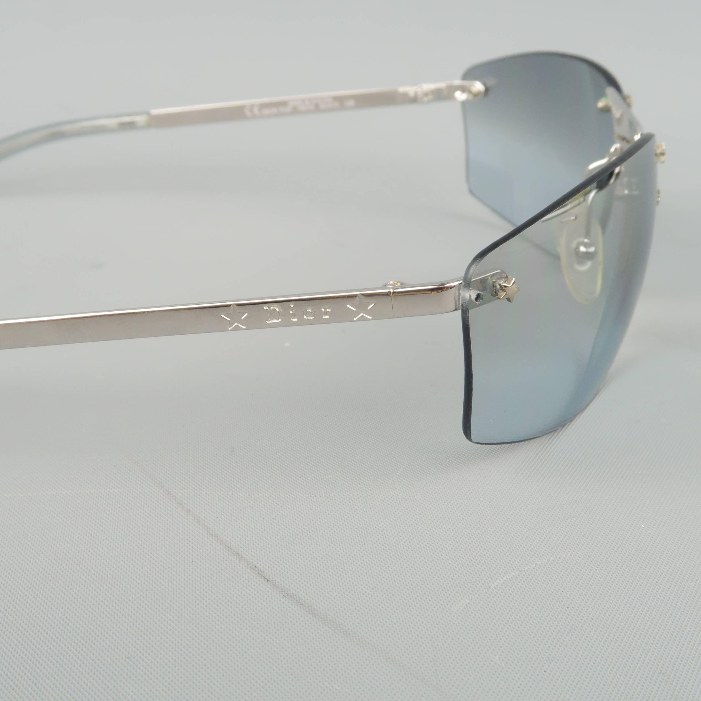 CHRISTIAN DIOR Sunglasses - Metallic Blue & Silver Star Stud Metal POP Spring In Fair Condition In San Francisco, CA