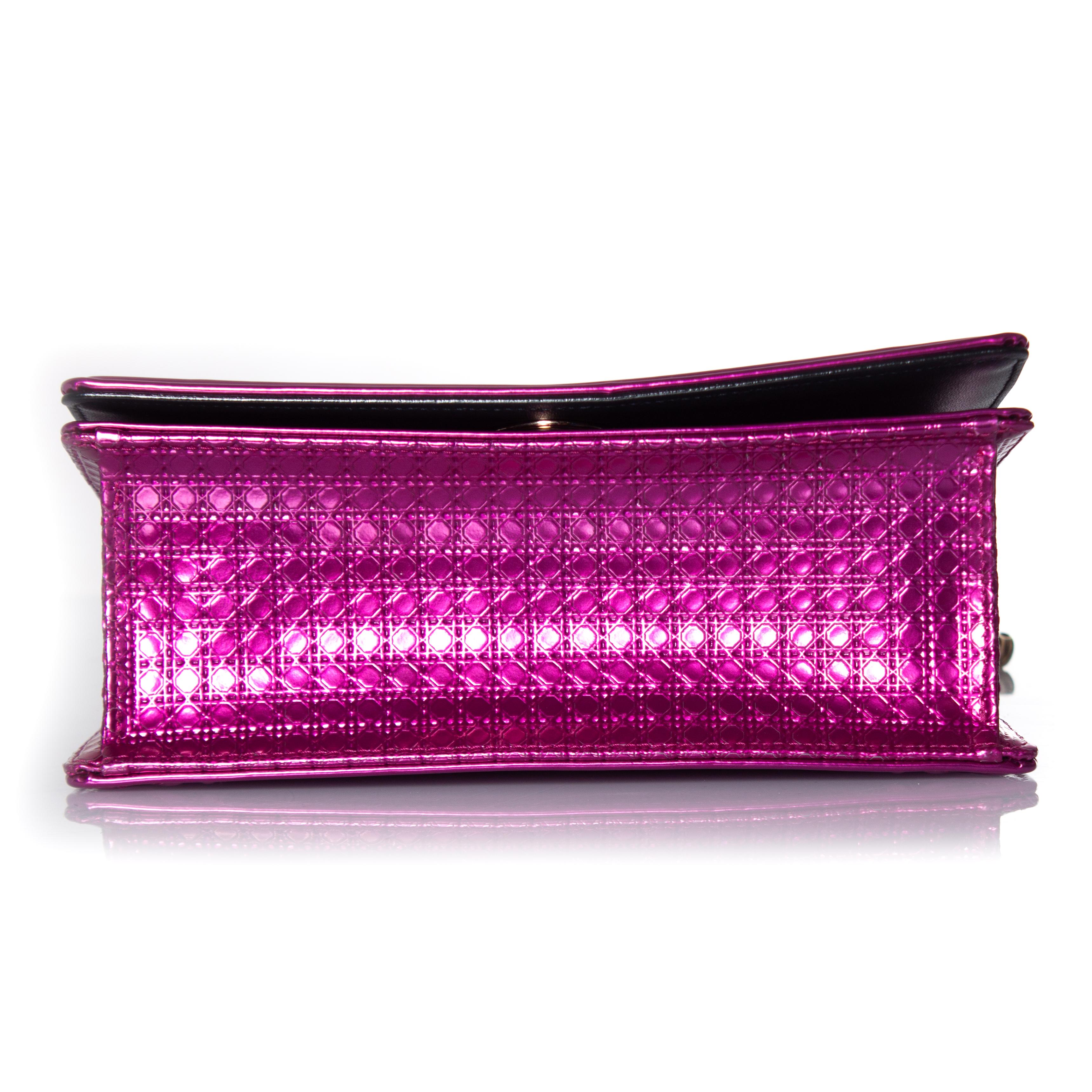 Purple Christian Dior, Metallic Diorama flap bag For Sale
