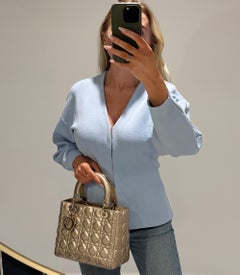 Christian Dior Metallic Gold Cannage Quilted Lambskin Medium Lady Dior