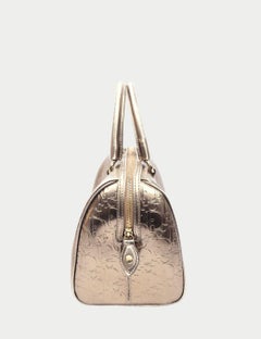 Christian Dior Metallic Gold Oblique Monogram Leather Boston Bag