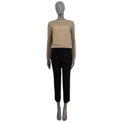 CHRISTIAN DIOR Metallic Gold Viskose LUREX CROPPED Pullover mit Rundhalsausschnitt 38 S