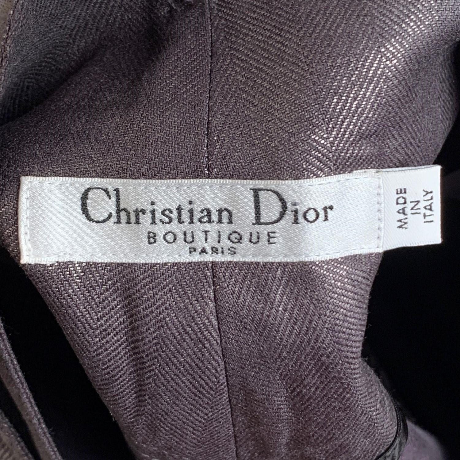 Christian Dior Metallic Gray Linen Cropped Pants Trousers Size 44 IT 2