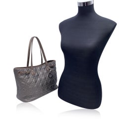 Christian Dior Metallic Grey Cannage Canvas Panarea Tote Bag