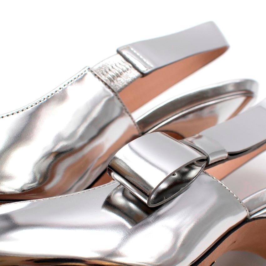 Christian Dior Metallic Leather Slingback Sandals 38.5 For Sale 2