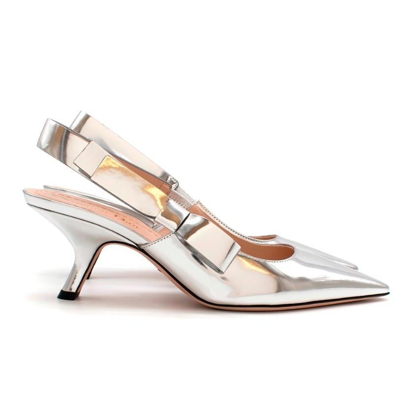 Christian Dior Metallic Leather Slingback Heeled Pumps

- Metallic leather slingback heel 
- Side flat knot bow detailing 
- Soft leather interior
- Leather sole featuring a star emblem
- Slip on 
- Original box included

Materials: 
100% Lambskin