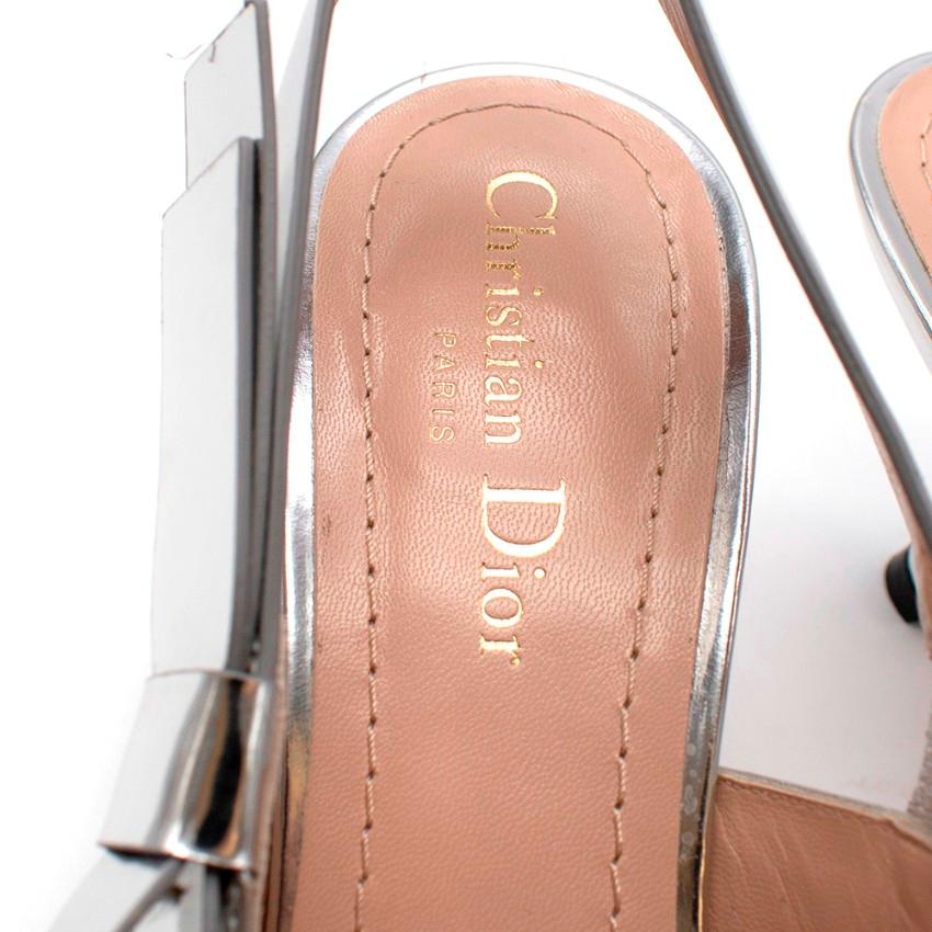 Christian Dior Metallic Leather Slingback Sandals - Size EU 38.5 3