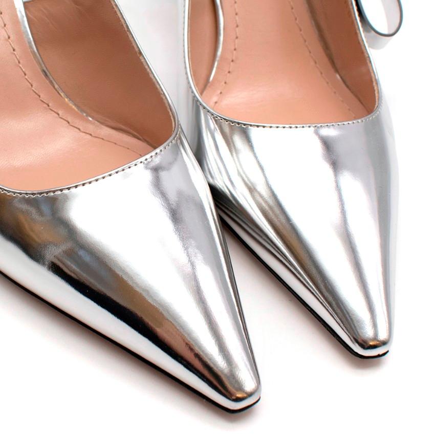Christian Dior Metallic Leather Slingback Sandals - Size EU 38.5 4