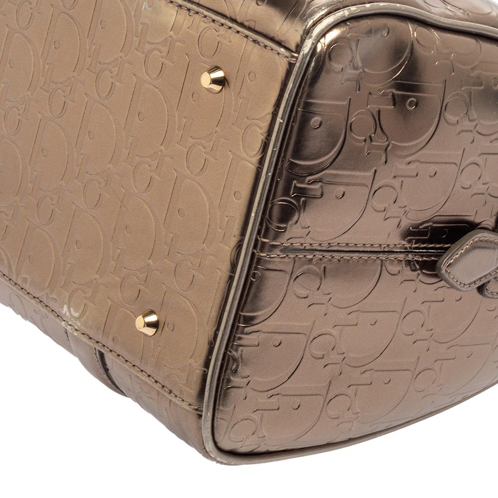 Christian Dior Metallic Oblique Embossed Leather Boston Bag 1