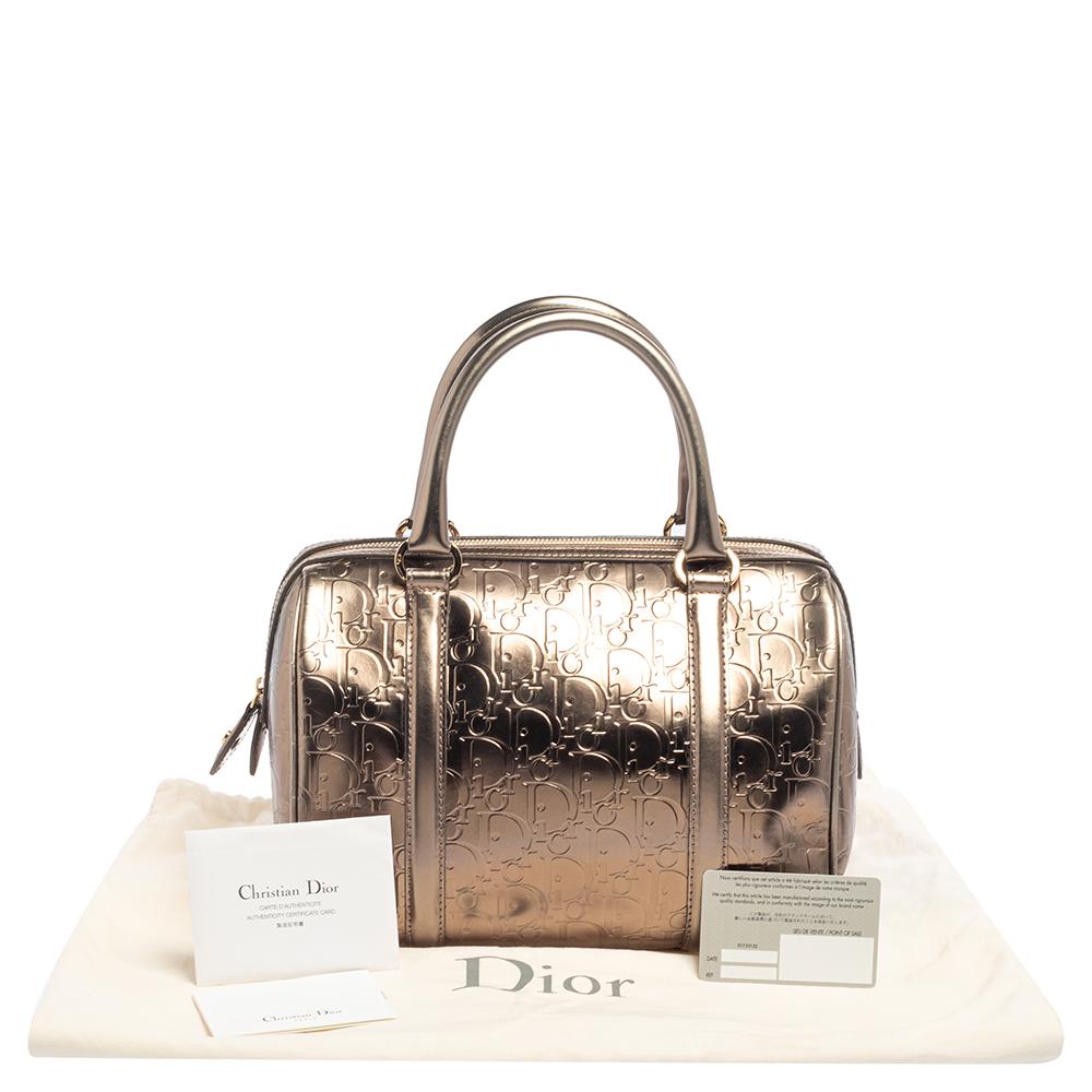 Christian Dior Metallic Oblique Embossed Leather Boston Bag 3
