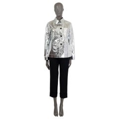 CHRISTIAN DIOR metallic silver 2021 CARO CRINKLED Jacket 38 S