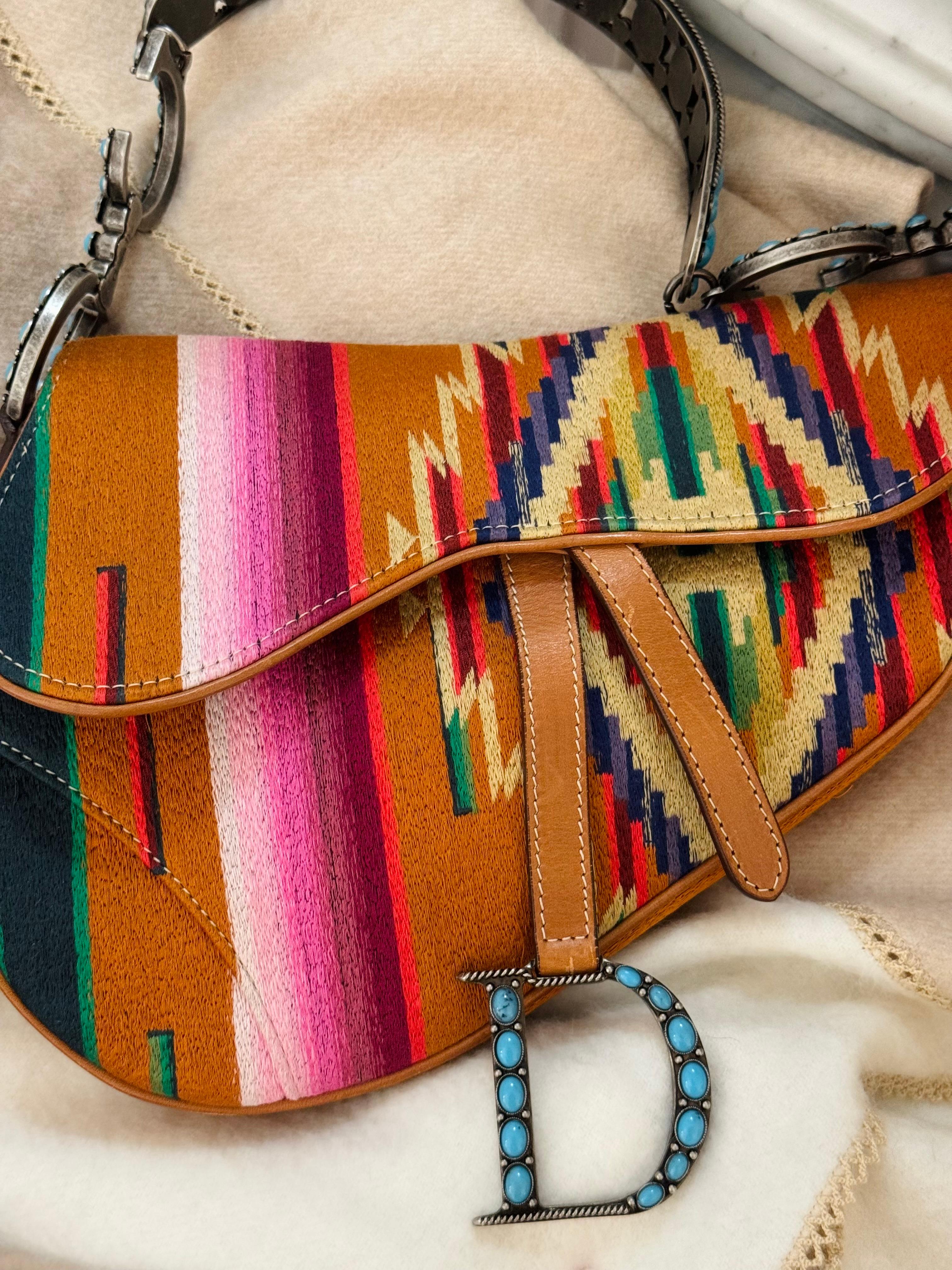 So rare Christian Dior Mexico Saddle bag limited edition by John Galliano, 100 all around the world and this one is the 48, for the anniversary of the 10 years of John Galliano working for Dior. It’s a museum piece! For Collectors. Limited  Edition