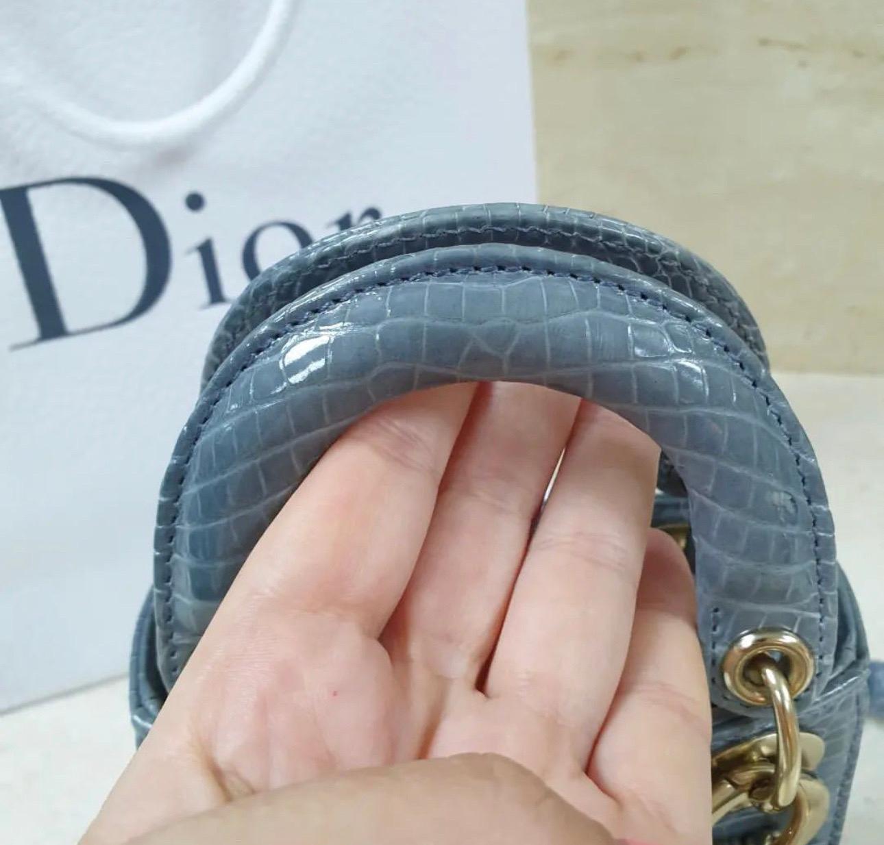 Christian Dior Micro Crocodile Lady Dior Bag In Good Condition In Krakow, PL