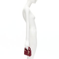 CHRISTIAN DIOR Micro Lady Dior red quilted Cannage lambskin CD charm mini bag