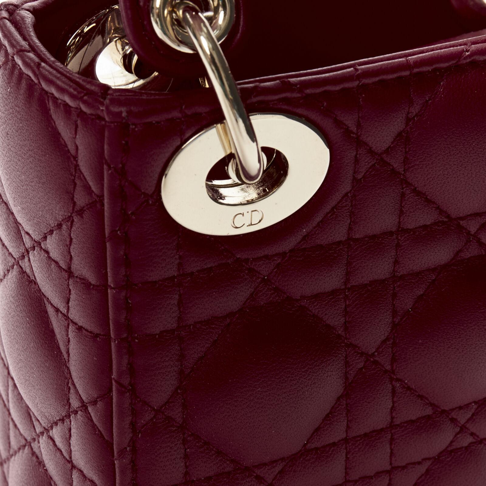 CHRISTIAN DIOR Micro Lady Dior red quilted Cannage lambskin CD charm mini bag 4