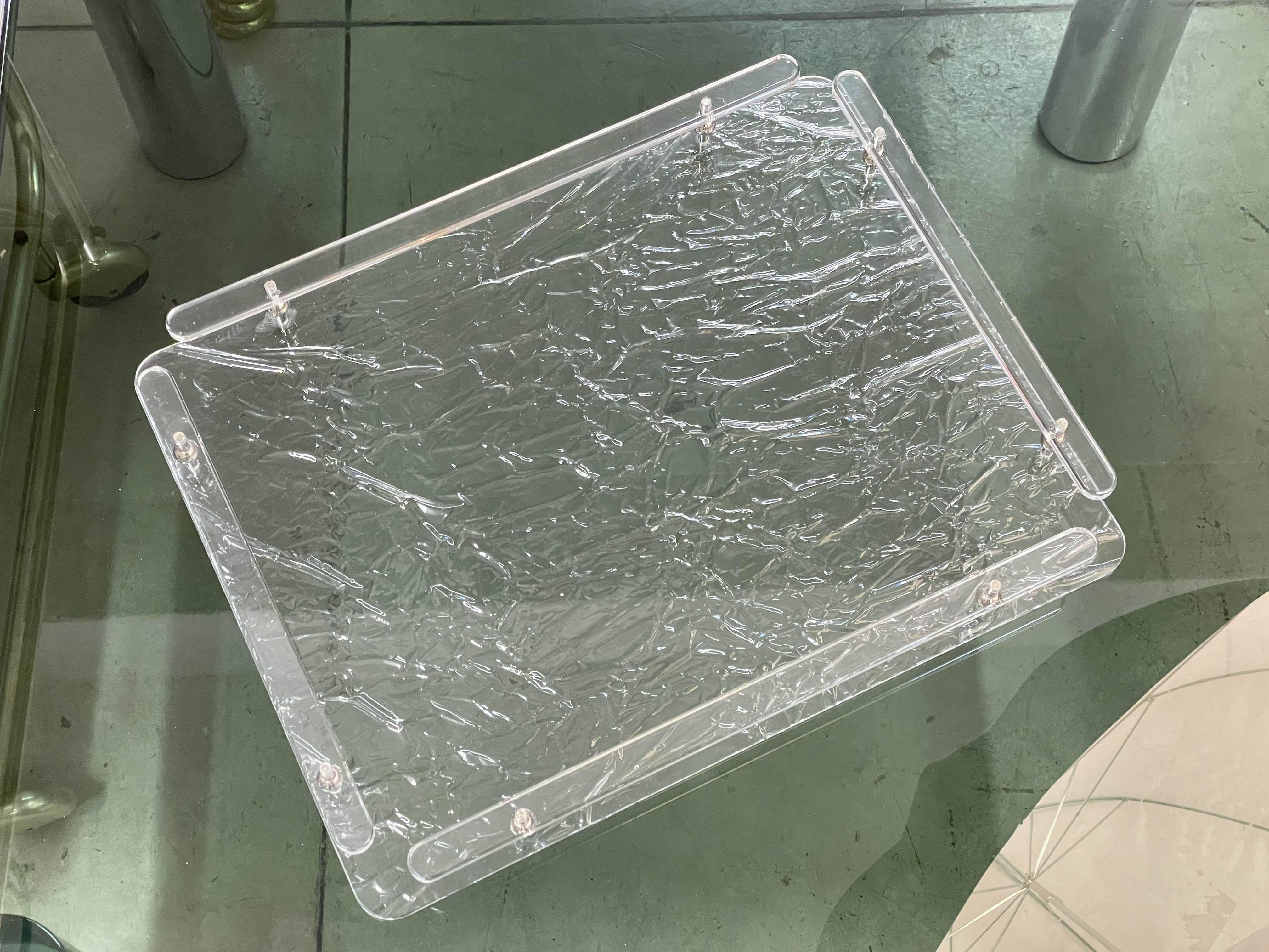 20th Century Christian Dior Midcentury Crystal Lucite Serving Tray after Willy Rizzo, 1980s