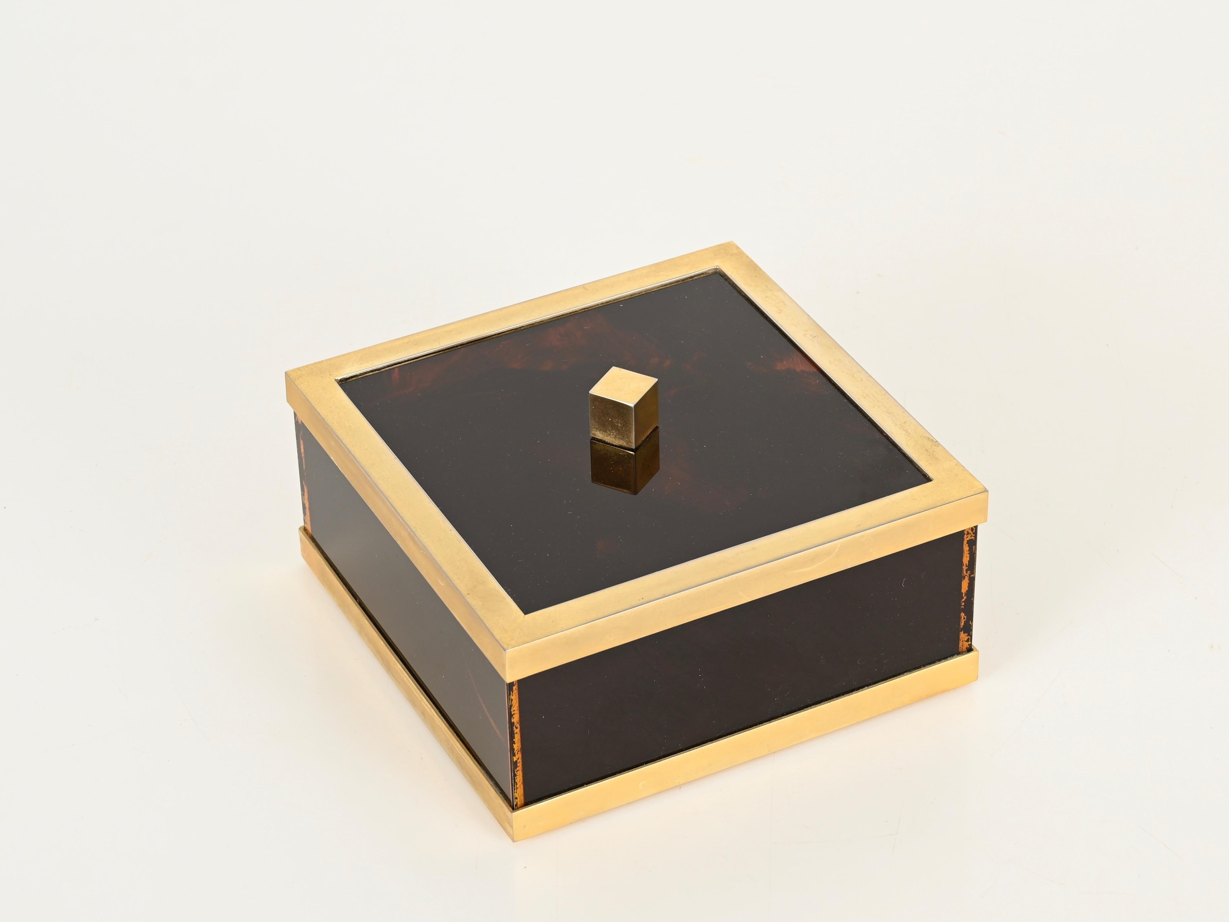 Gran joyero Christian Dior de mediados de siglo, lucita de carey y latón, 1970 Italiano en venta