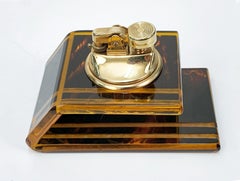 Christian Dior Midcentury Lucite and Brass French Table Lighter, 1970s