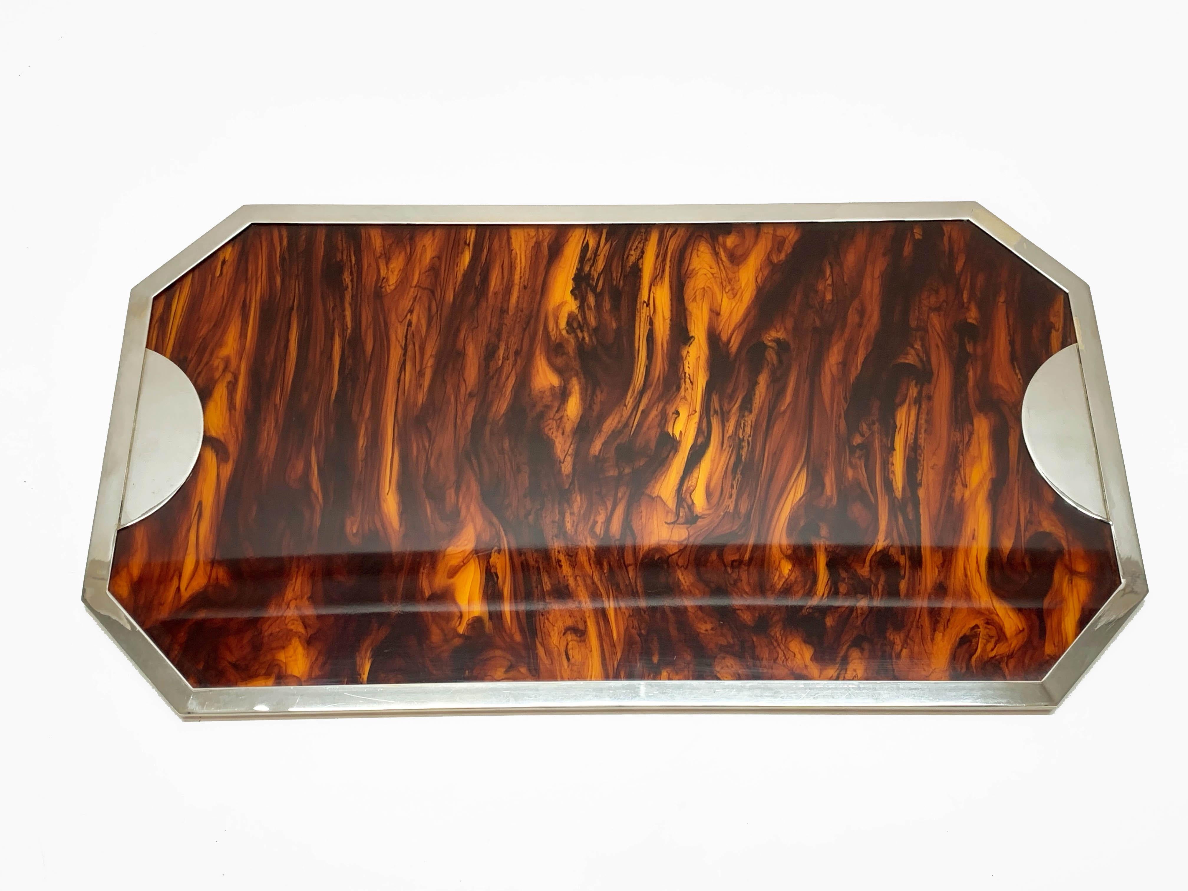 20th Century Christian Dior Midcentury Lucite and Chome Serving Tray after Willy Rizzo, 1970s