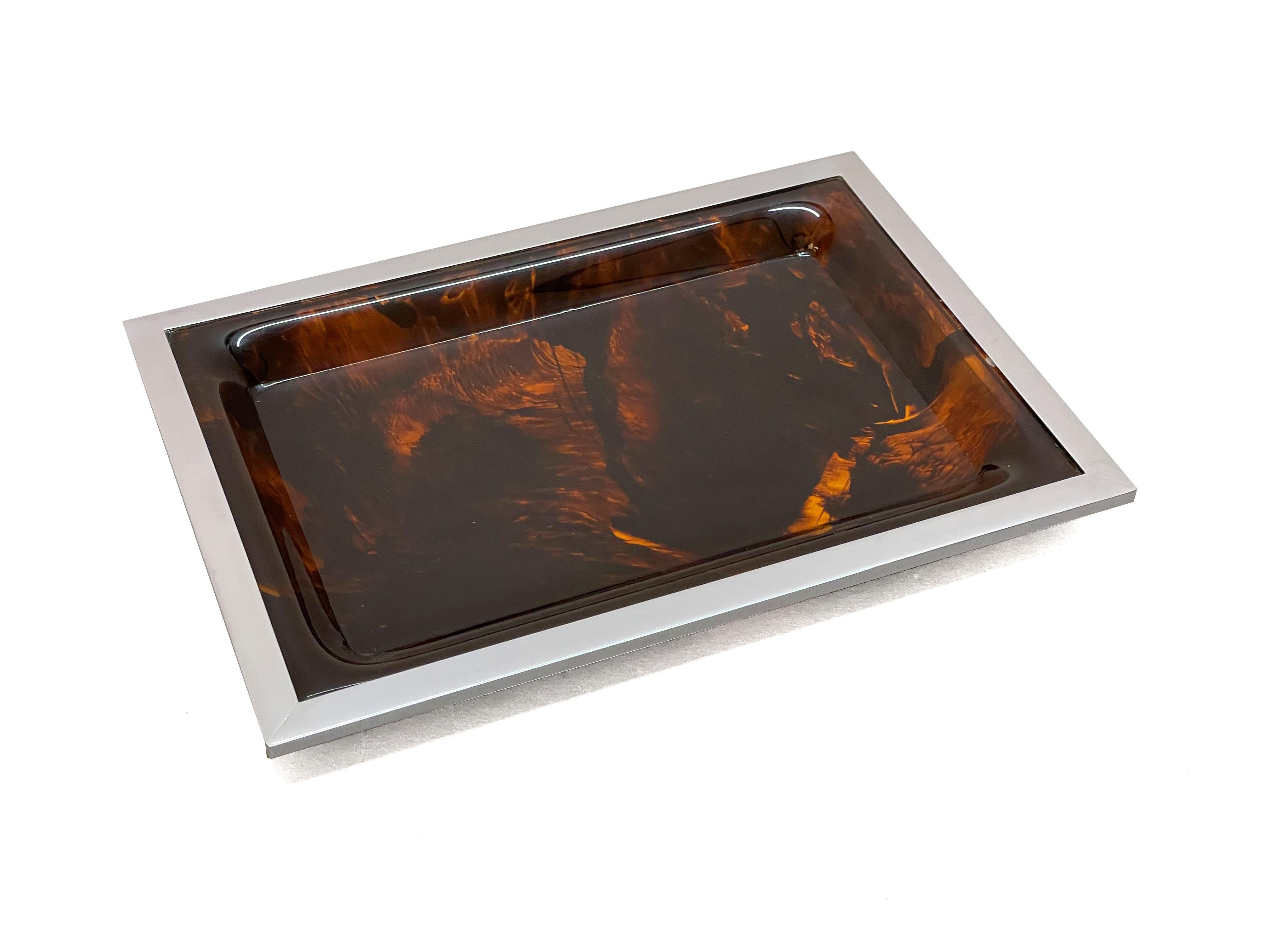 Christian Dior Midcentury Tortoiseshell and Lucite Italian Serving Tray, 1970s 4