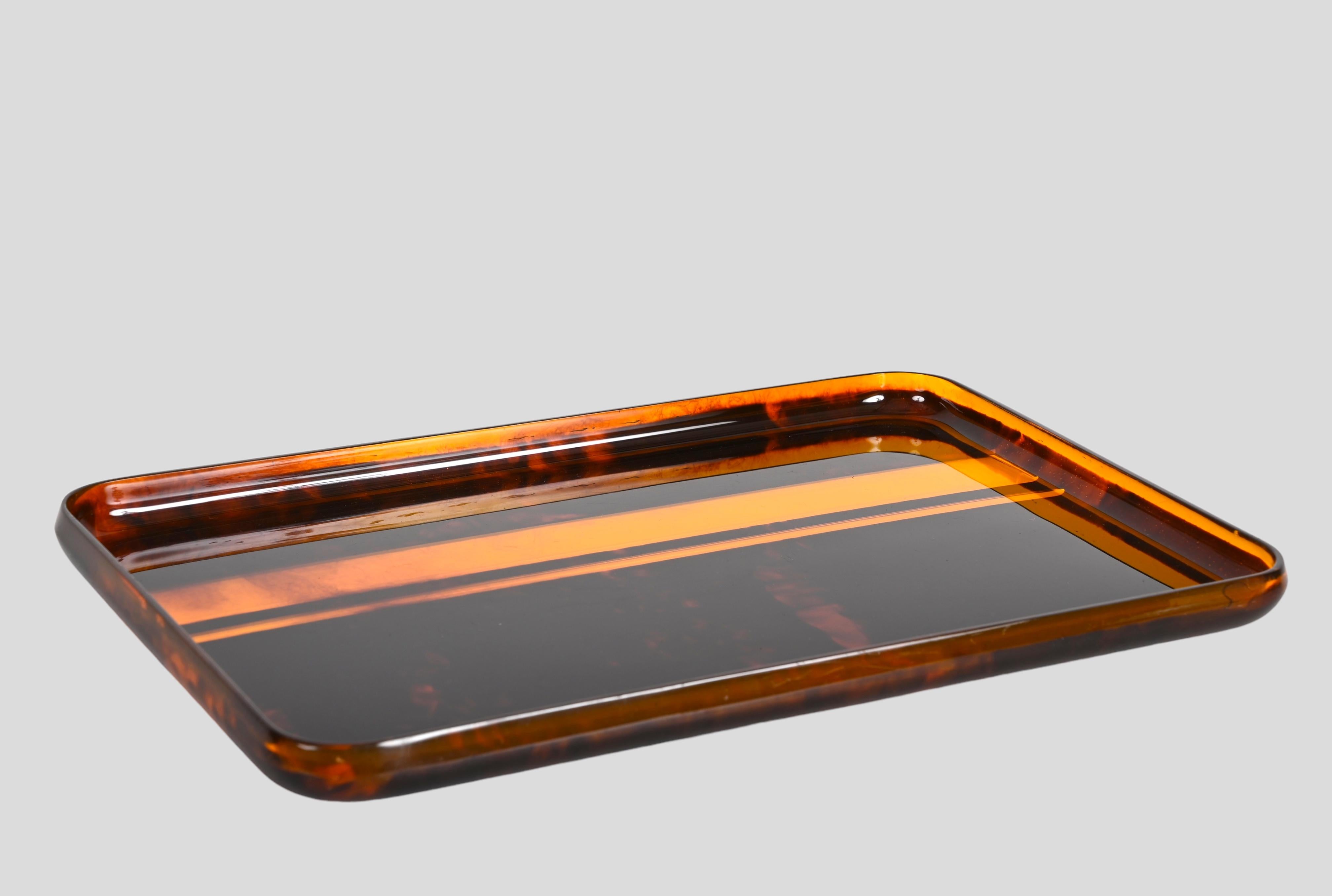 Christian Dior Midcentury Tortoiseshell and Lucite Italian Serving Tray 1970s 4