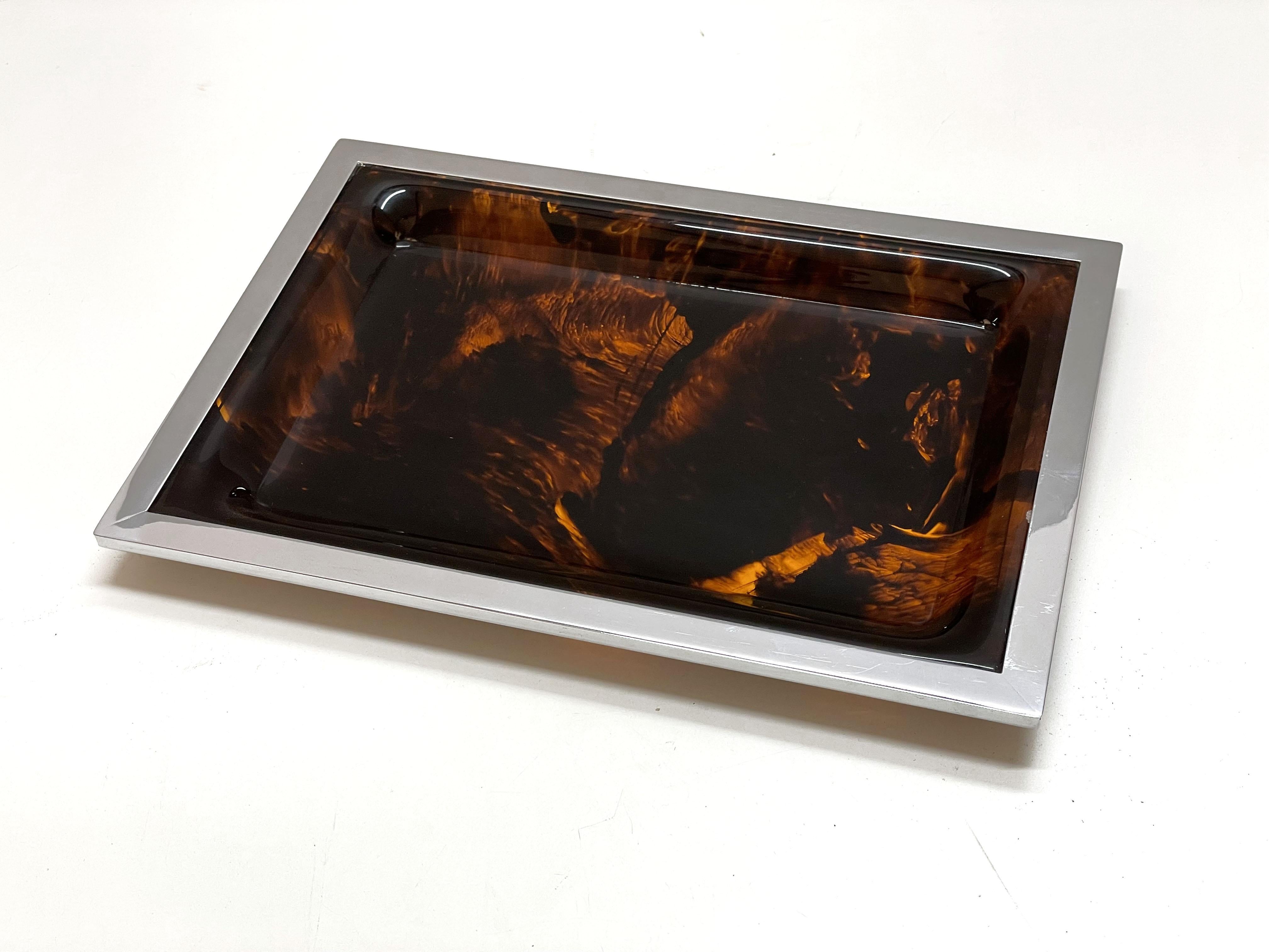 Christian Dior Midcentury Tortoiseshell and Lucite Italian Serving Tray, 1970s 5