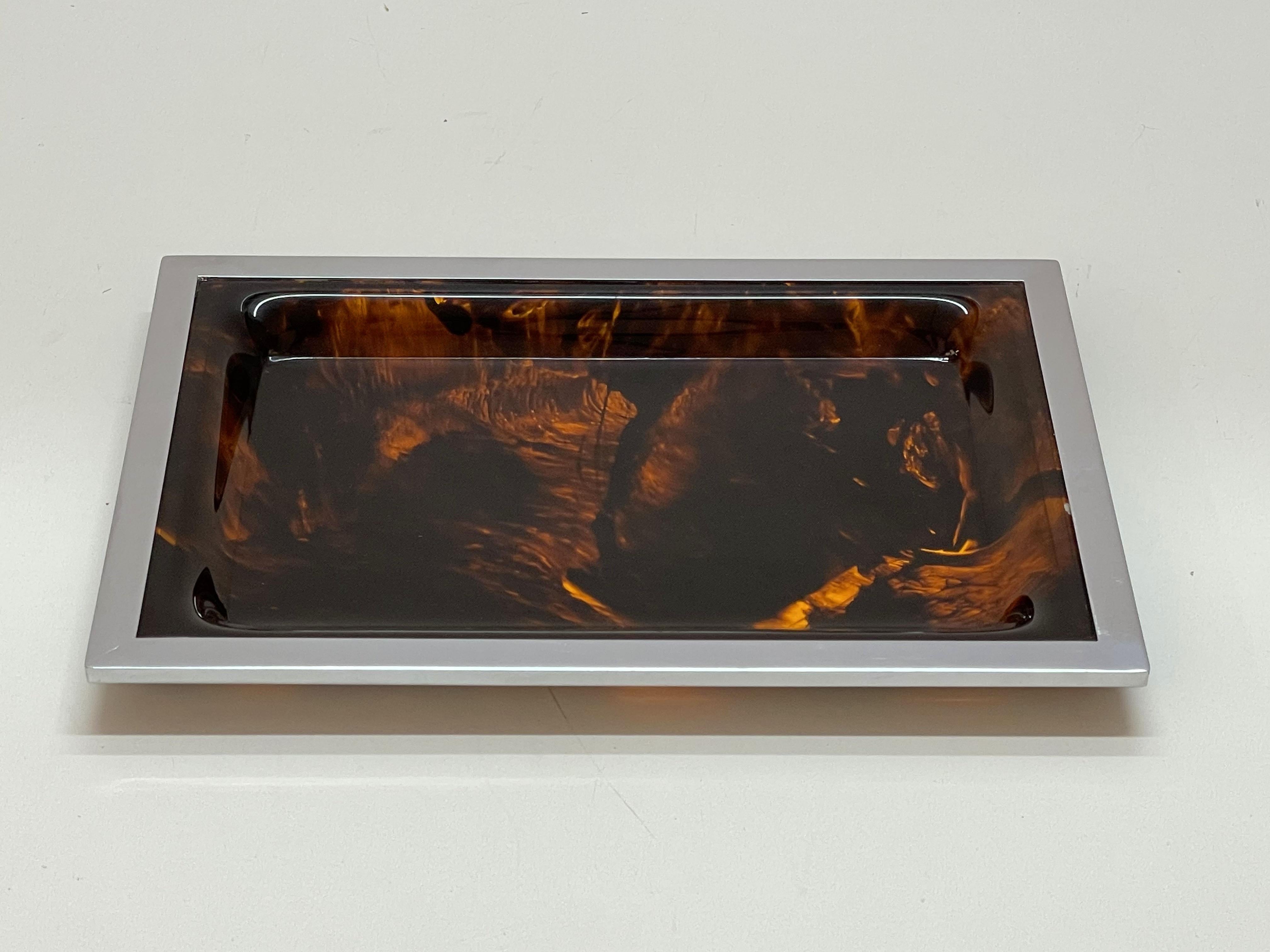Christian Dior Midcentury Tortoiseshell and Lucite Italian Serving Tray, 1970s 6