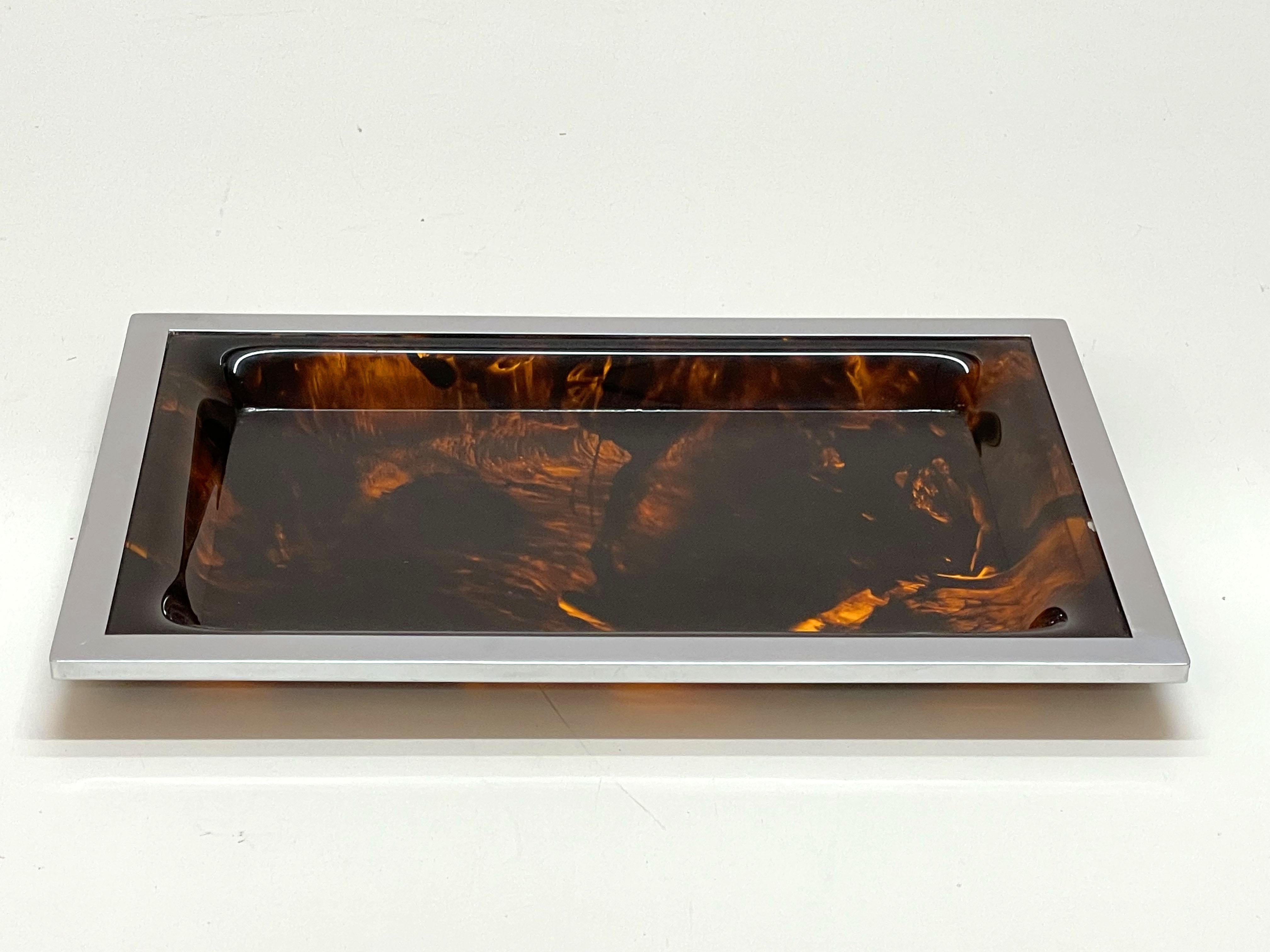 Christian Dior Midcentury Tortoiseshell and Lucite Italian Serving Tray, 1970s 7