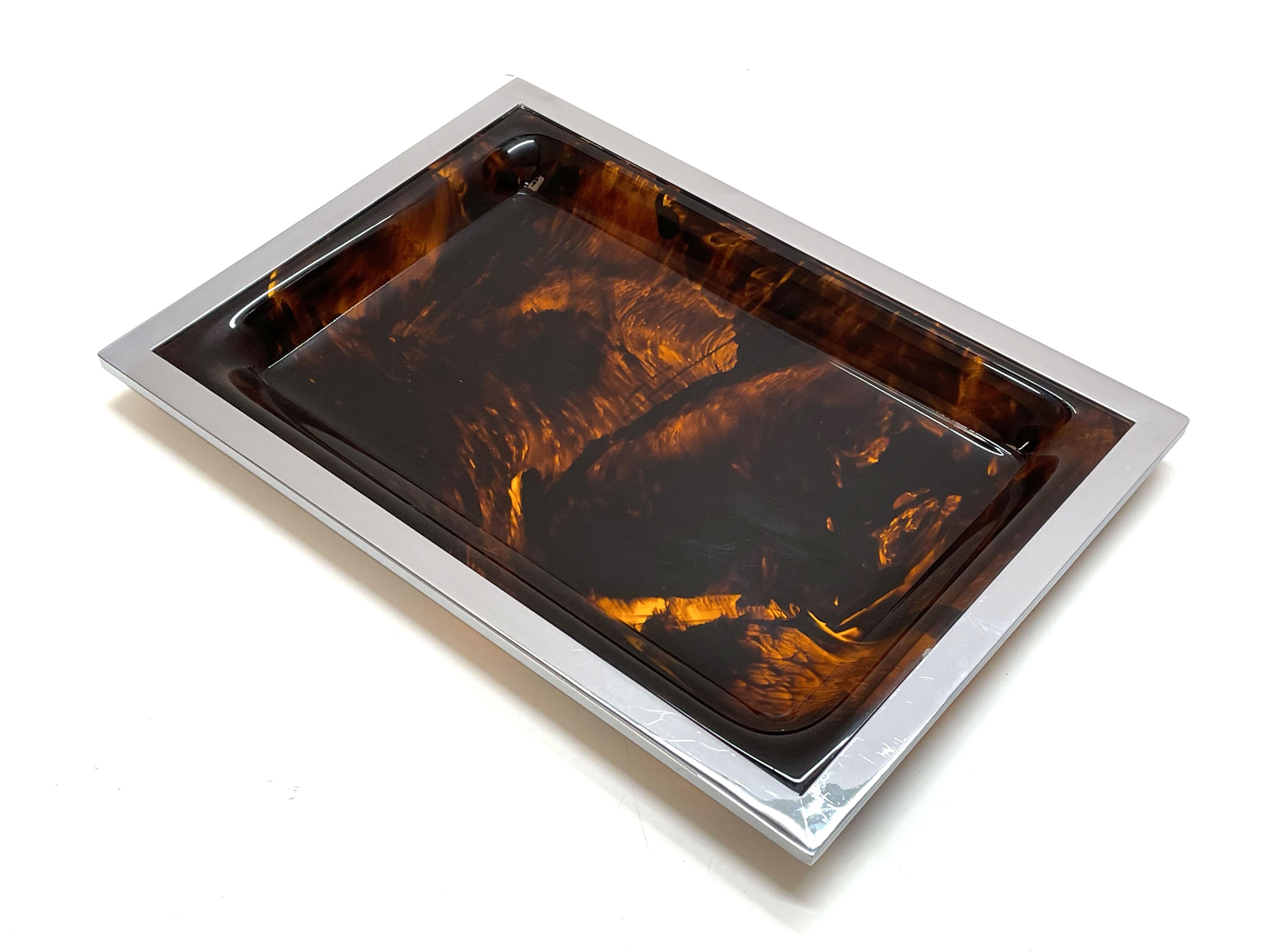 Christian Dior Midcentury Tortoiseshell and Lucite Italian Serving Tray, 1970s 8