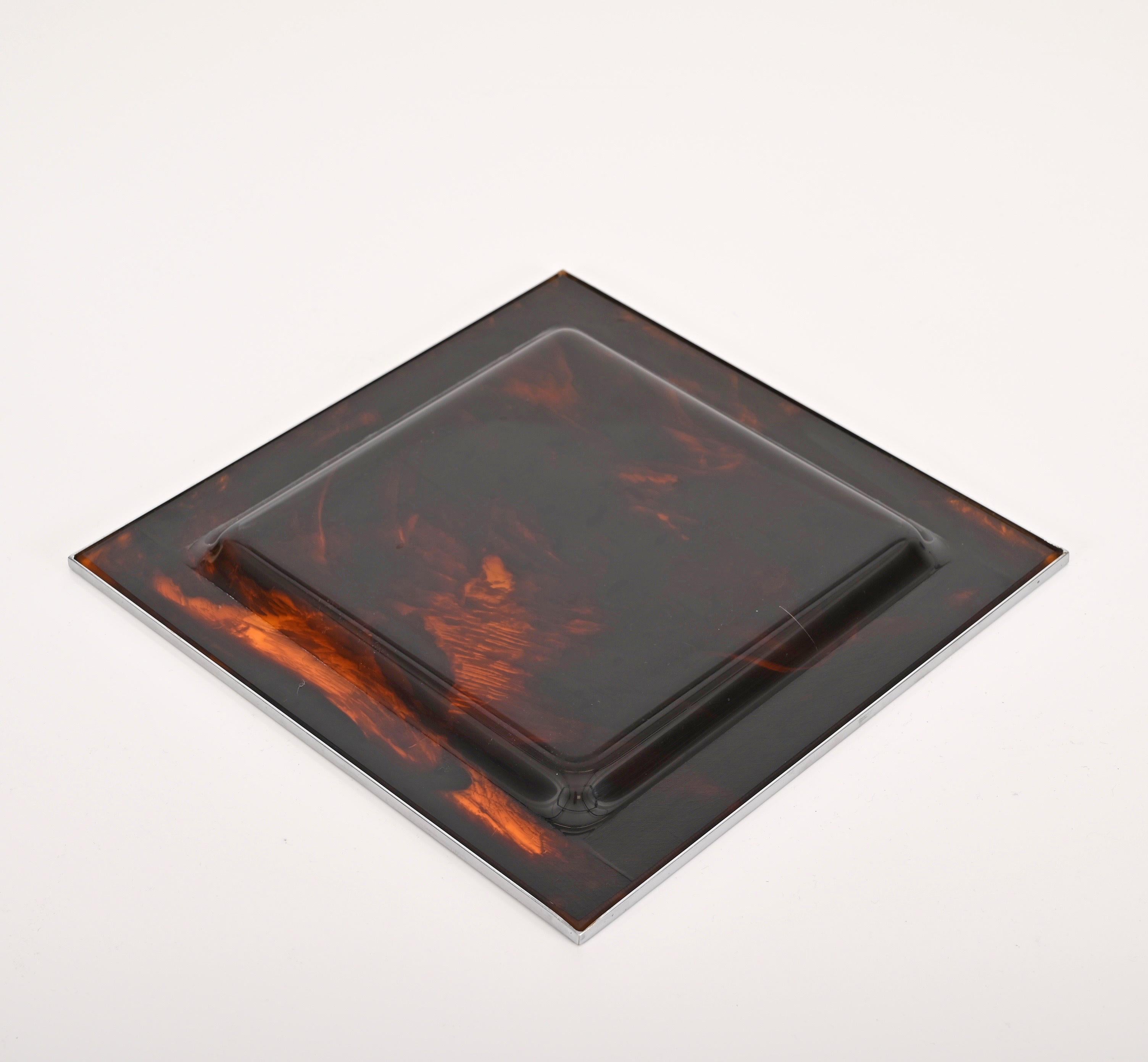 Christian Dior Midcentury Tortoiseshell and Lucite Italian Serving Tray, 1970s For Sale 8