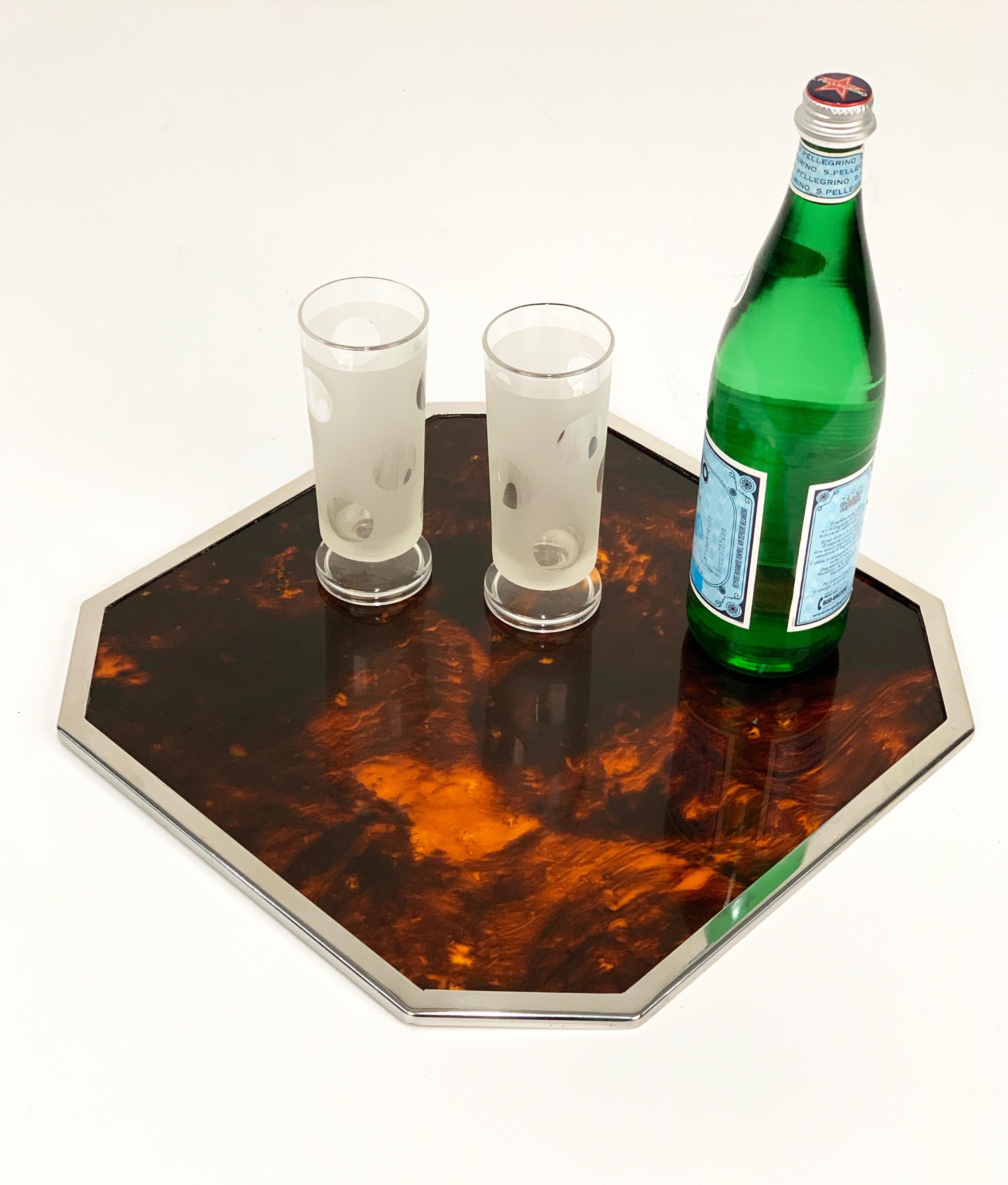 Christian Dior Midcentury Tortoiseshell and Lucite Italian Serving Tray, 1970s 9