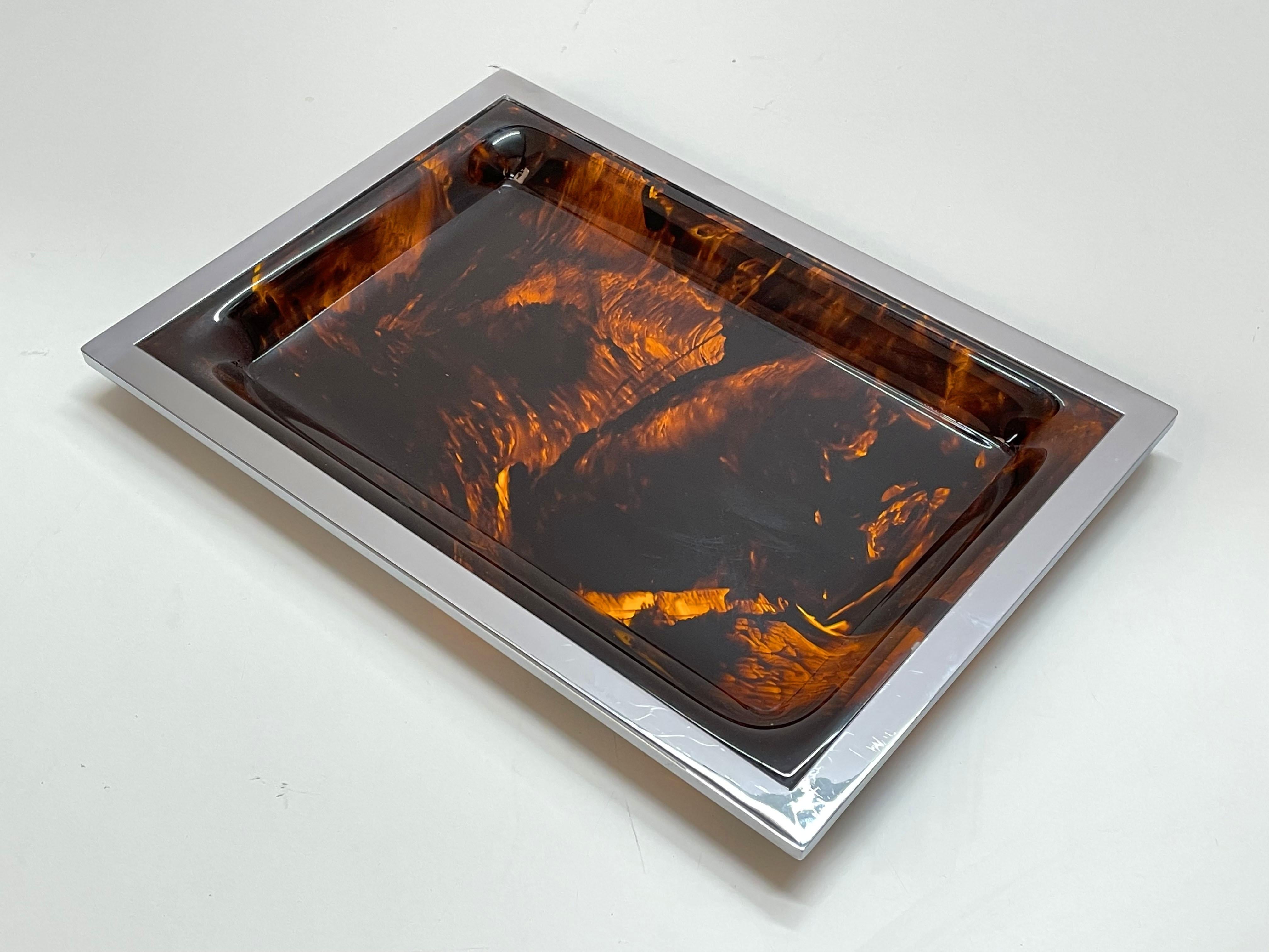 Christian Dior Midcentury Tortoiseshell and Lucite Italian Serving Tray, 1970s 9