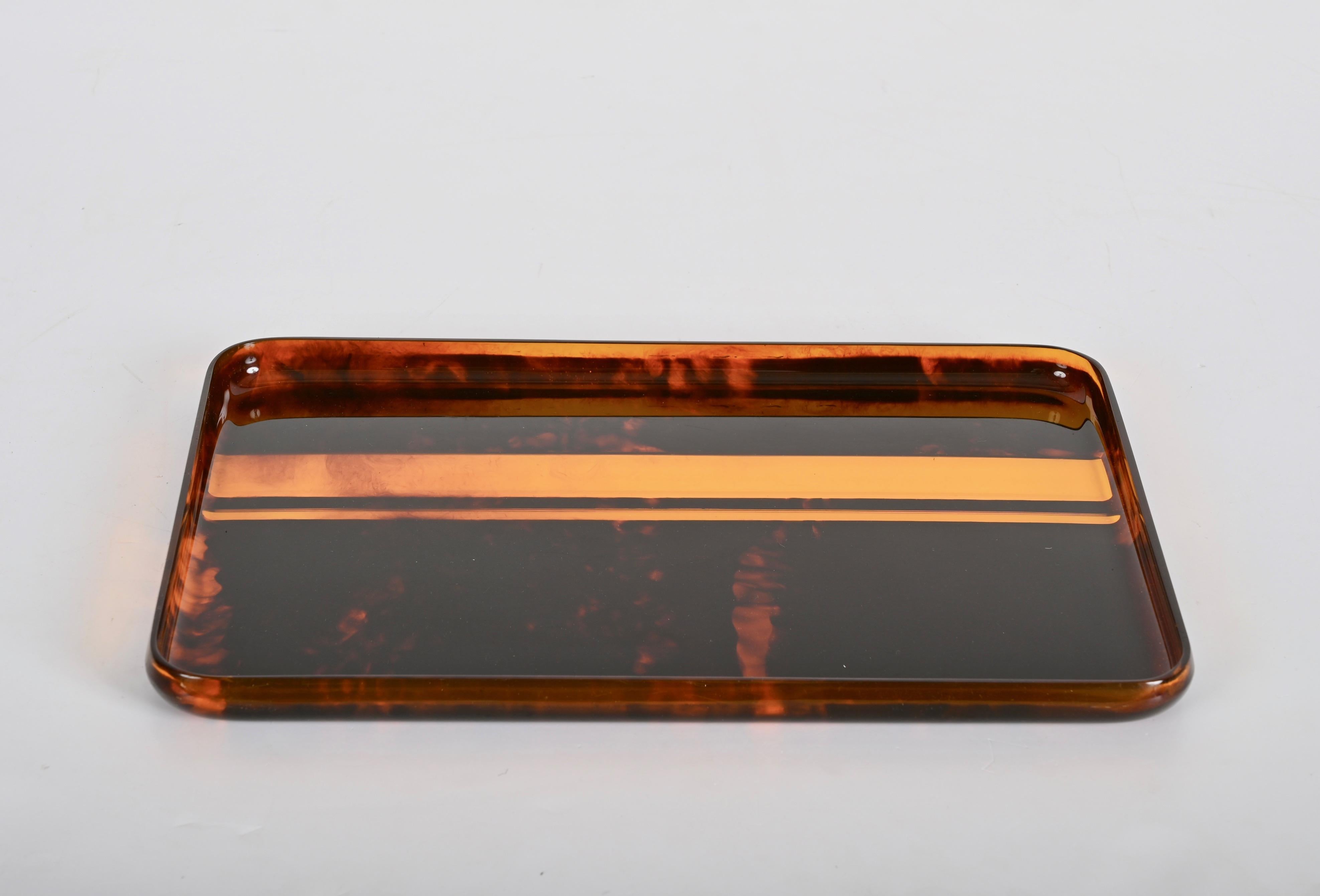 Christian Dior Midcentury Tortoiseshell and Lucite Italian Serving Tray 1970s 10
