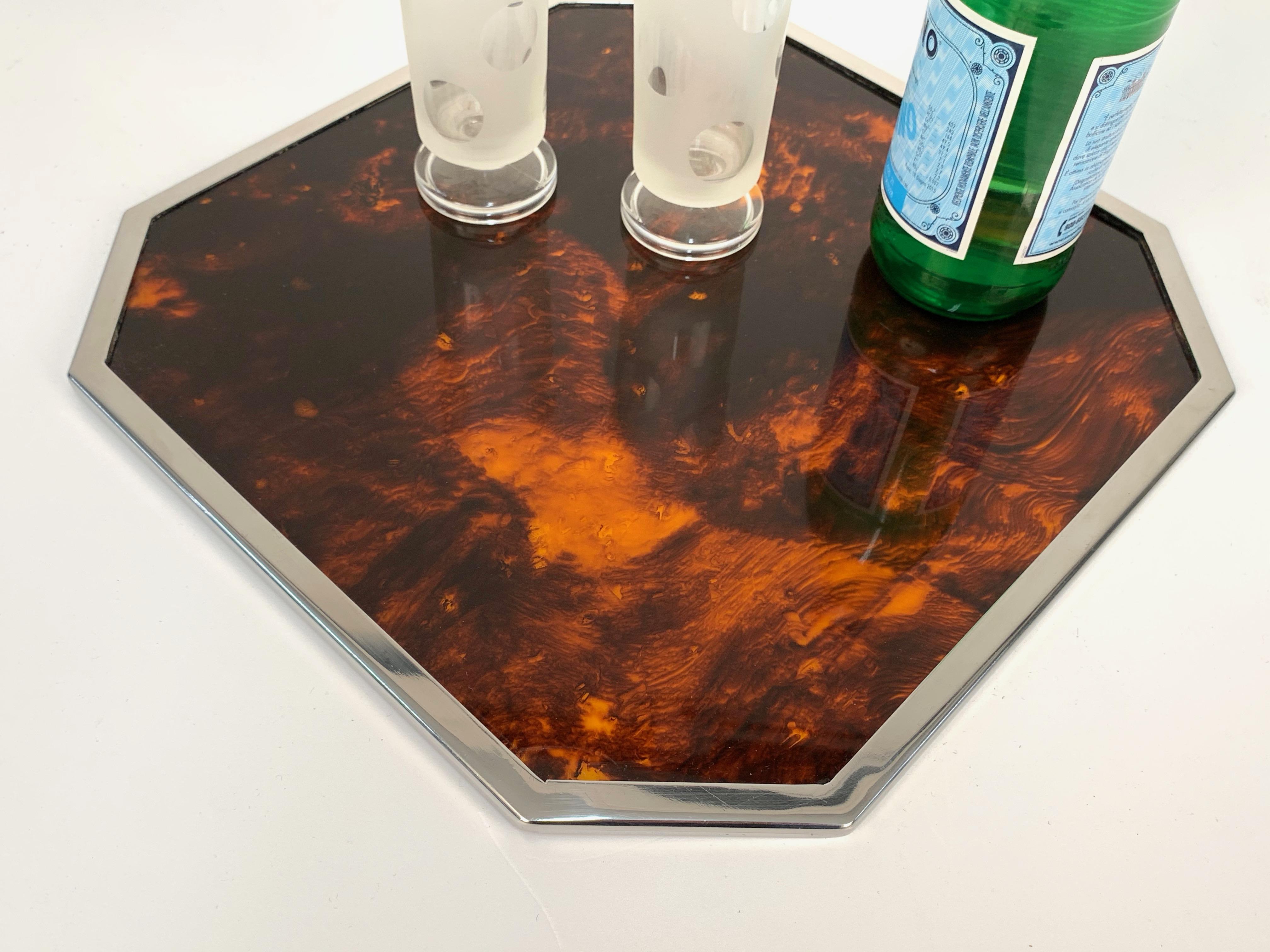 Christian Dior Midcentury Tortoiseshell and Lucite Italian Serving Tray, 1970s 11