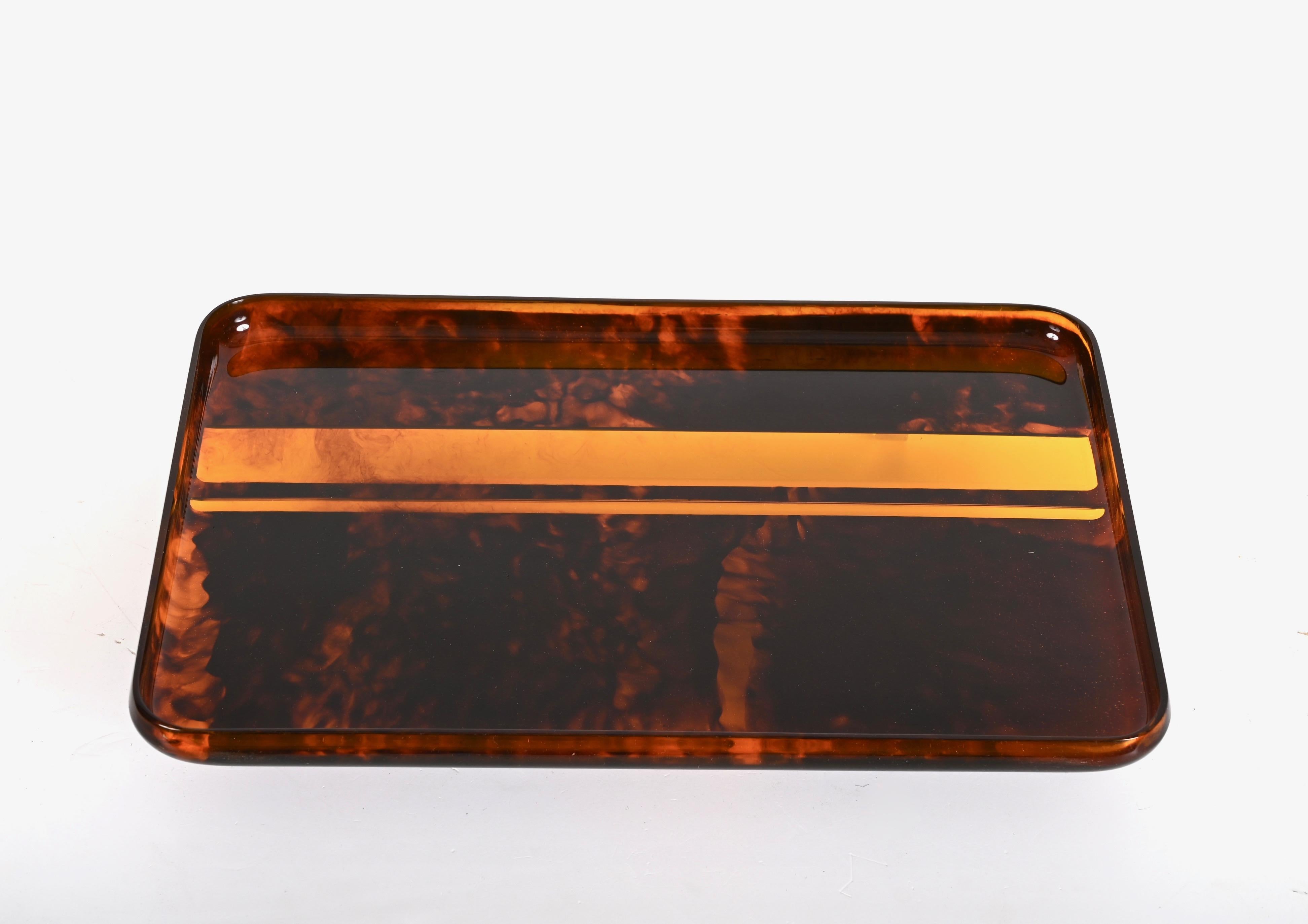 Christian Dior Midcentury Tortoiseshell and Lucite Italian Serving Tray 1970s 11
