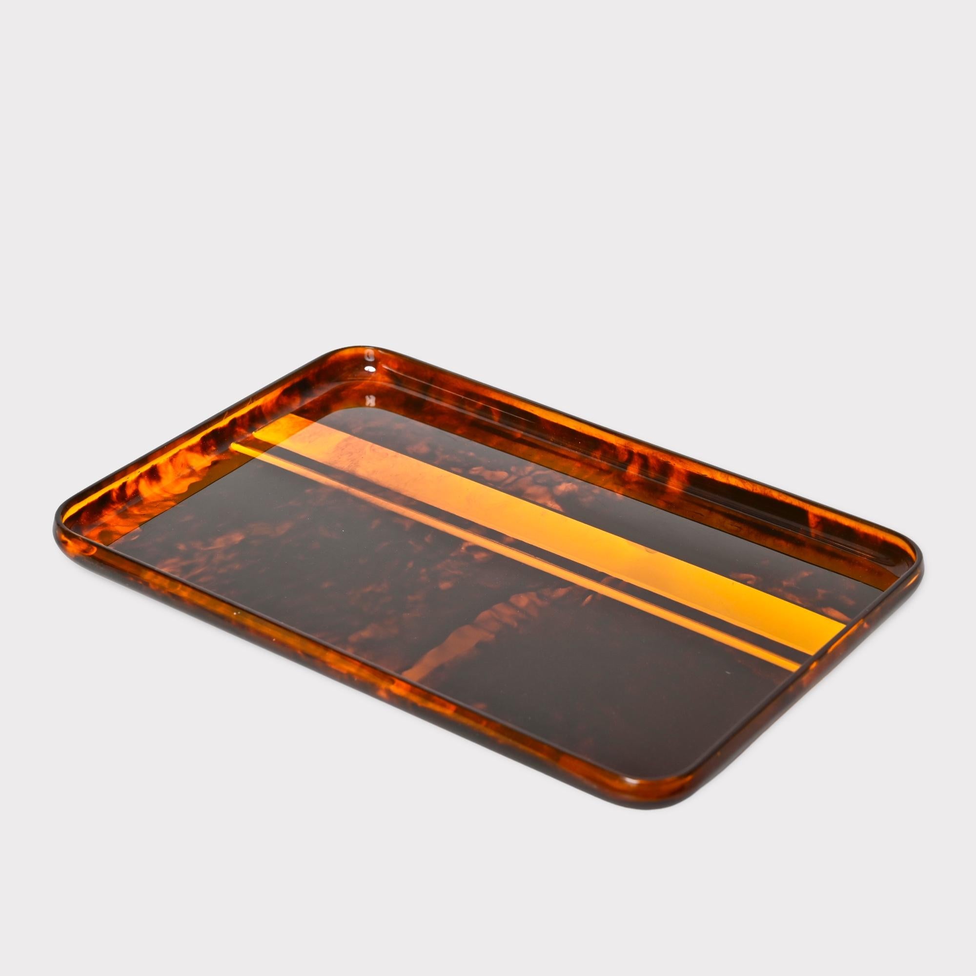 Christian Dior Midcentury Tortoiseshell and Lucite Italian Serving Tray 1970s 12