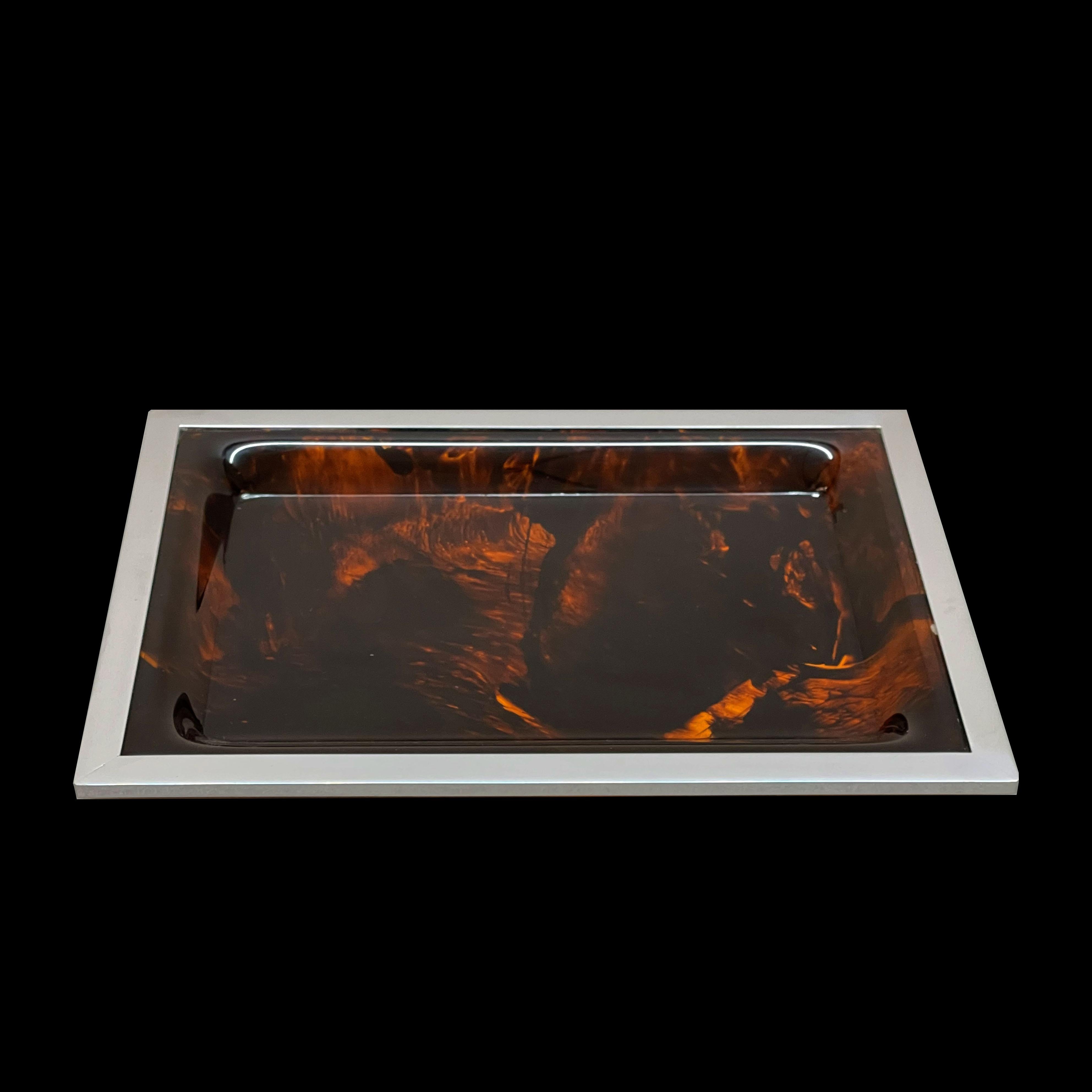 Christian Dior Midcentury Tortoiseshell and Lucite Italian Serving Tray, 1970s 13