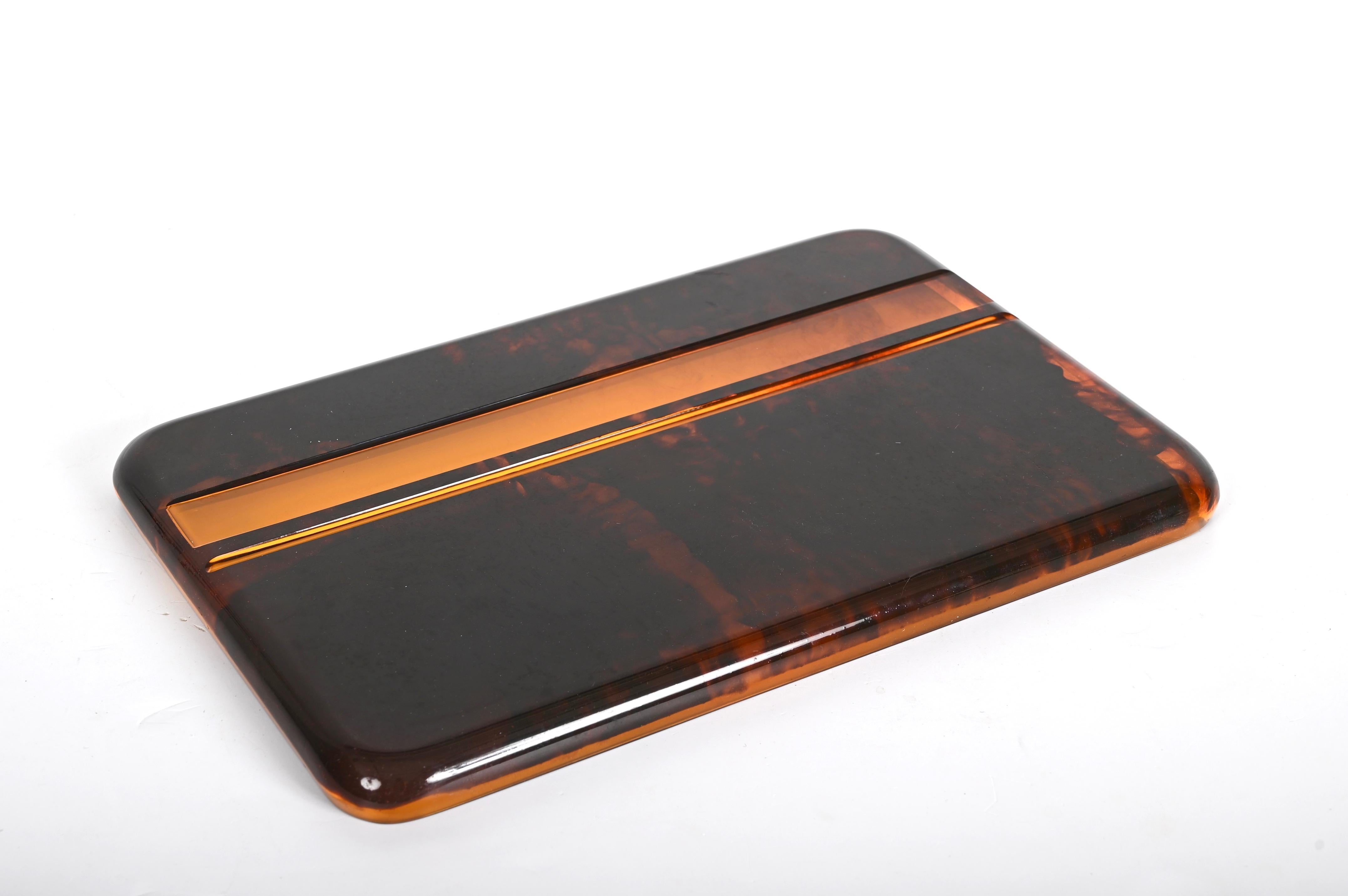 Christian Dior Midcentury Tortoiseshell and Lucite Italian Serving Tray 1970s 13