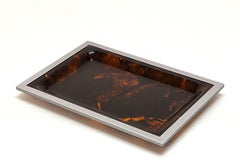 Christian Dior Midcentury Tortoiseshell and Lucite Italian Serving Tray, 1970s