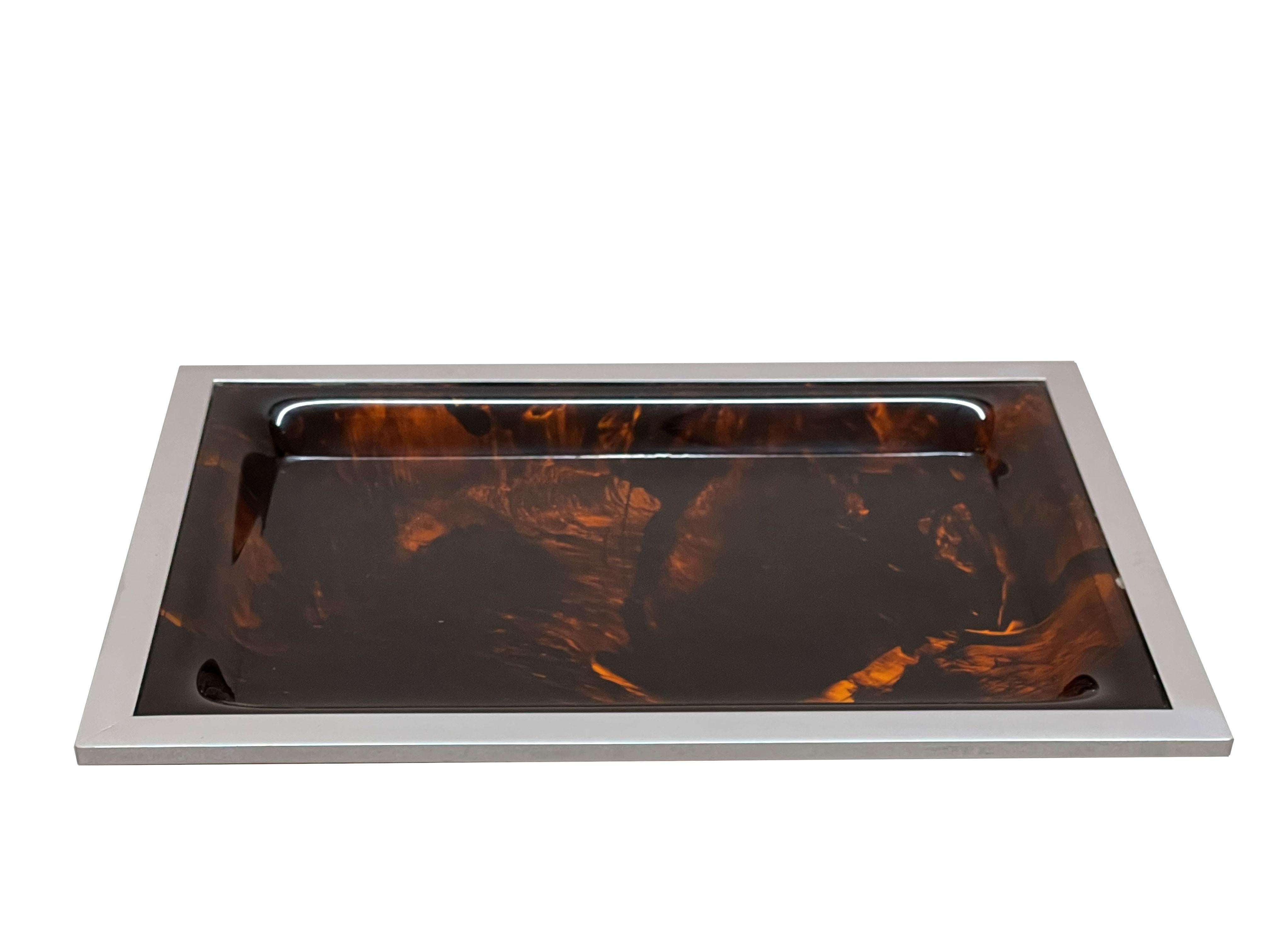 Christian Dior Midcentury Tortoiseshell and Lucite Italian Serving Tray, 1970s In Good Condition In Roma, IT