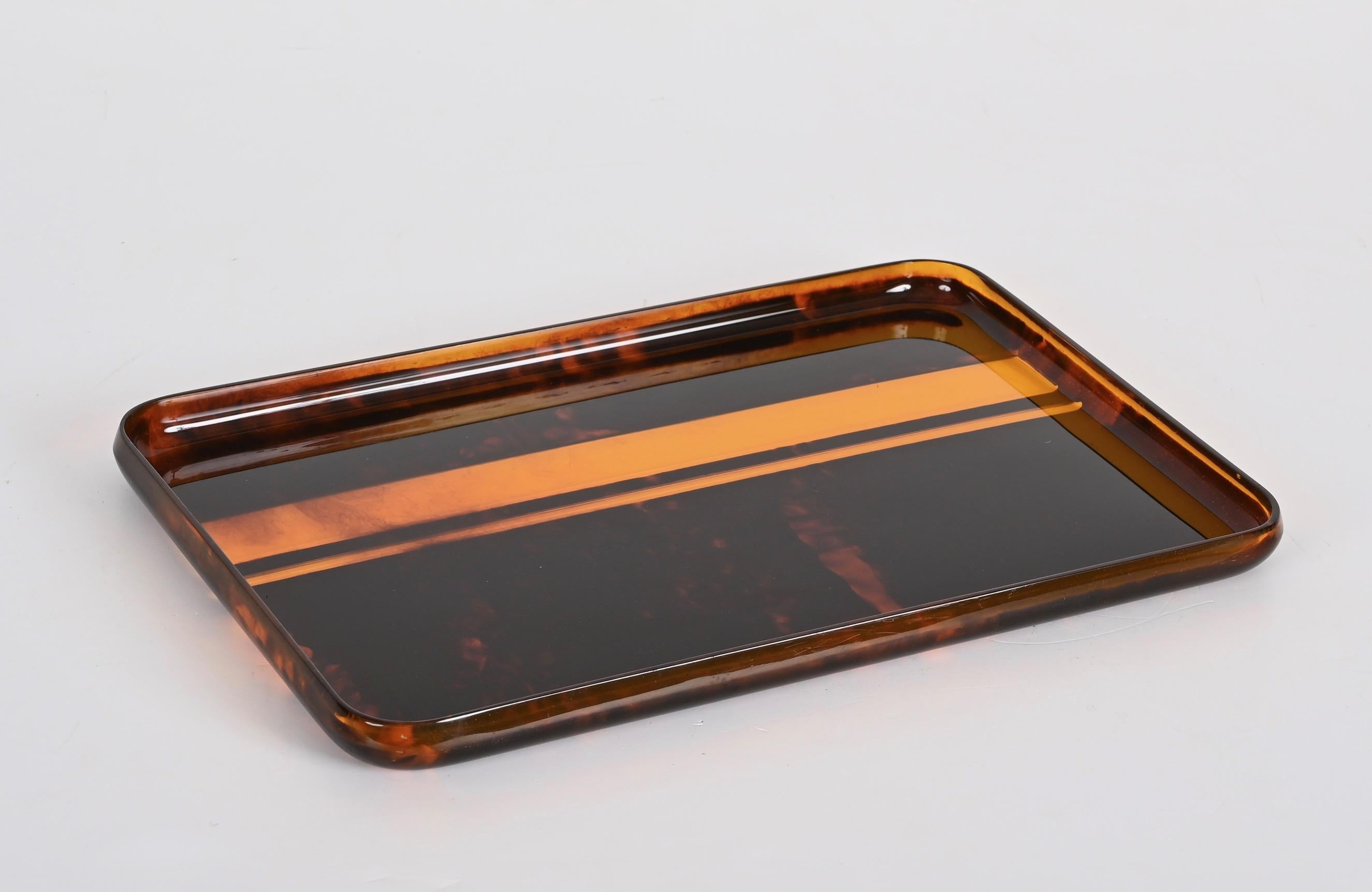 Christian Dior Midcentury Tortoiseshell and Lucite Italian Serving Tray 1970s 1