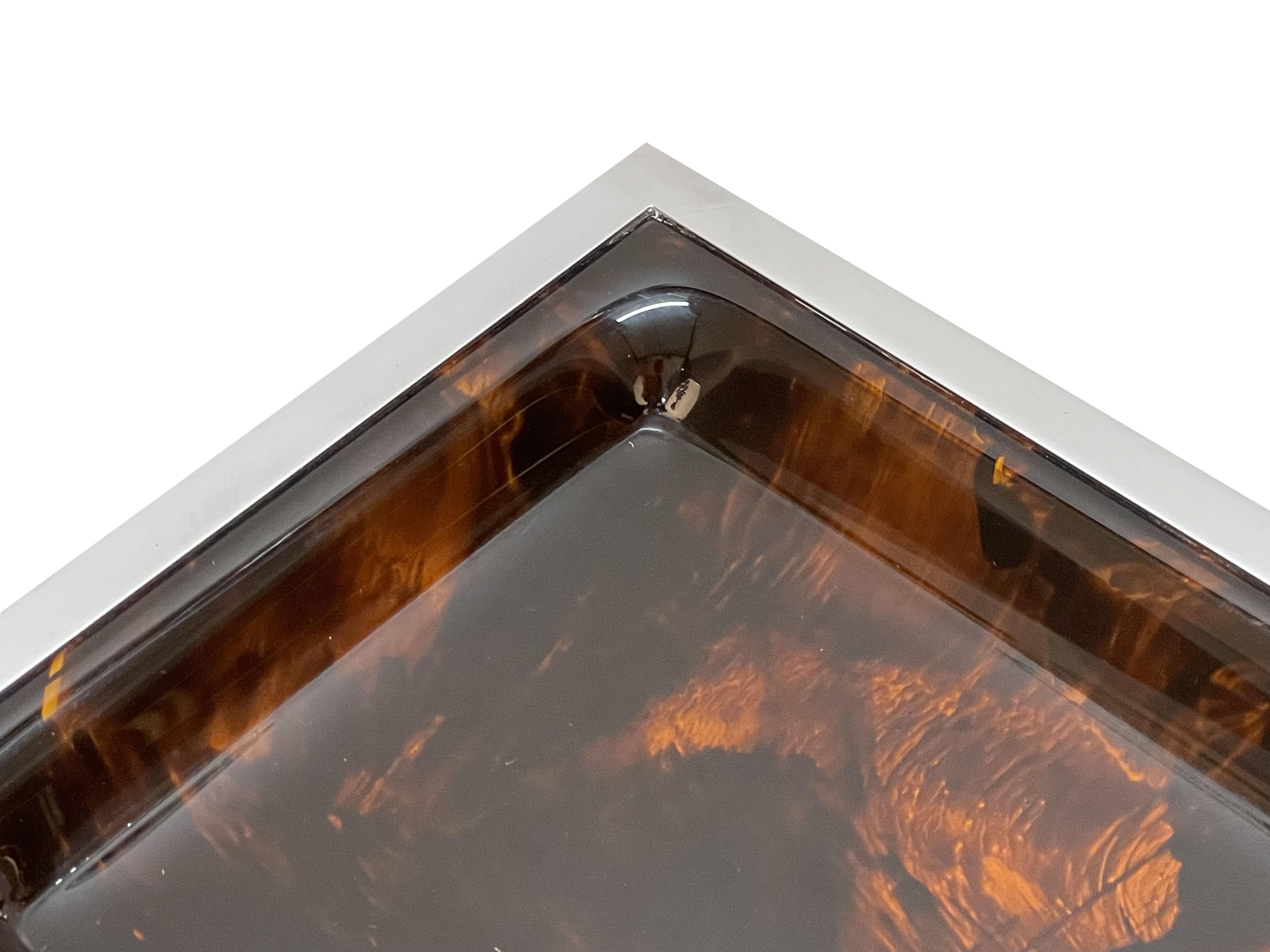 Christian Dior Midcentury Tortoiseshell and Lucite Italian Serving Tray, 1970s 2